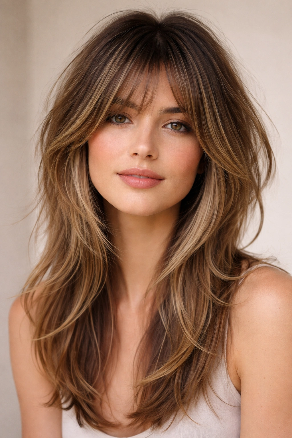 15 Shag Haircuts That Give Fine Hair More Body 7 Close-up portrait of a person with face-framing shag layers around cheeks and jaw