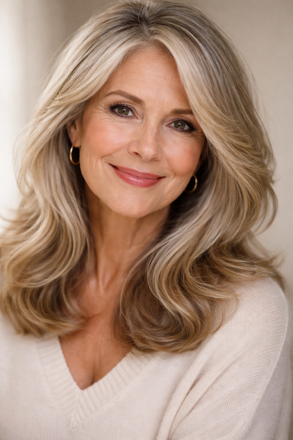 15 Hairstyles That Look Gorgeous On Women Over 70 4 Older woman with face-framing waves and side part