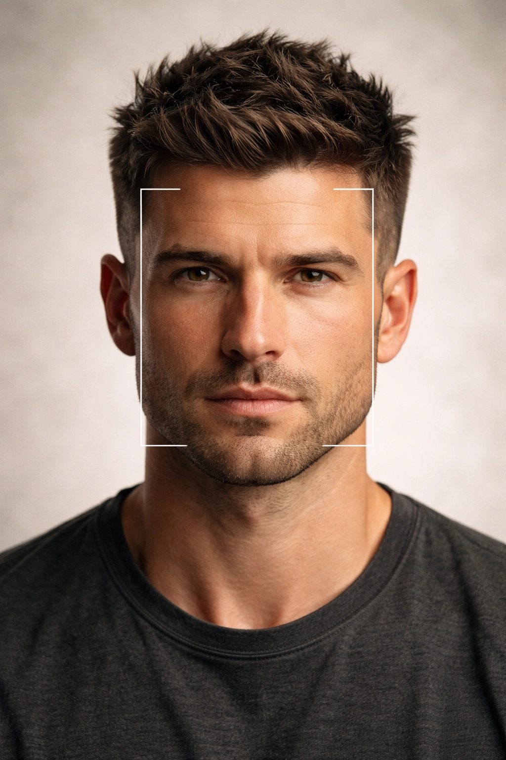 Portrait of a man with square-face silhouette and balanced textured crop