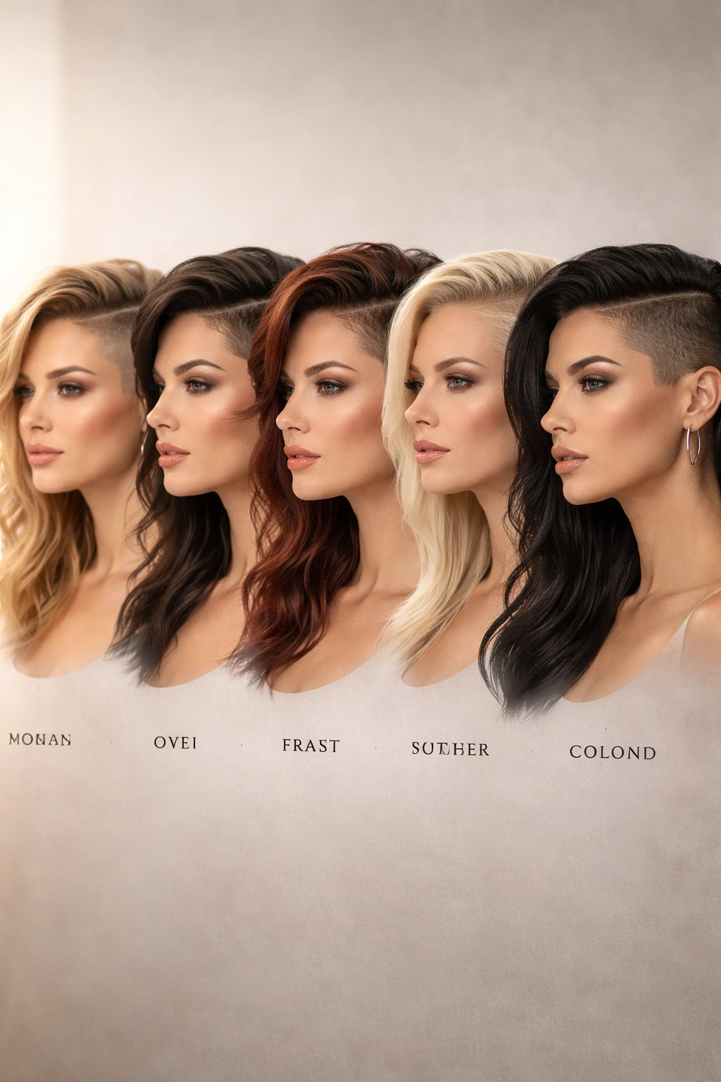 Studio silhouettes of different face shapes showing flattering proportions for shaved sides
