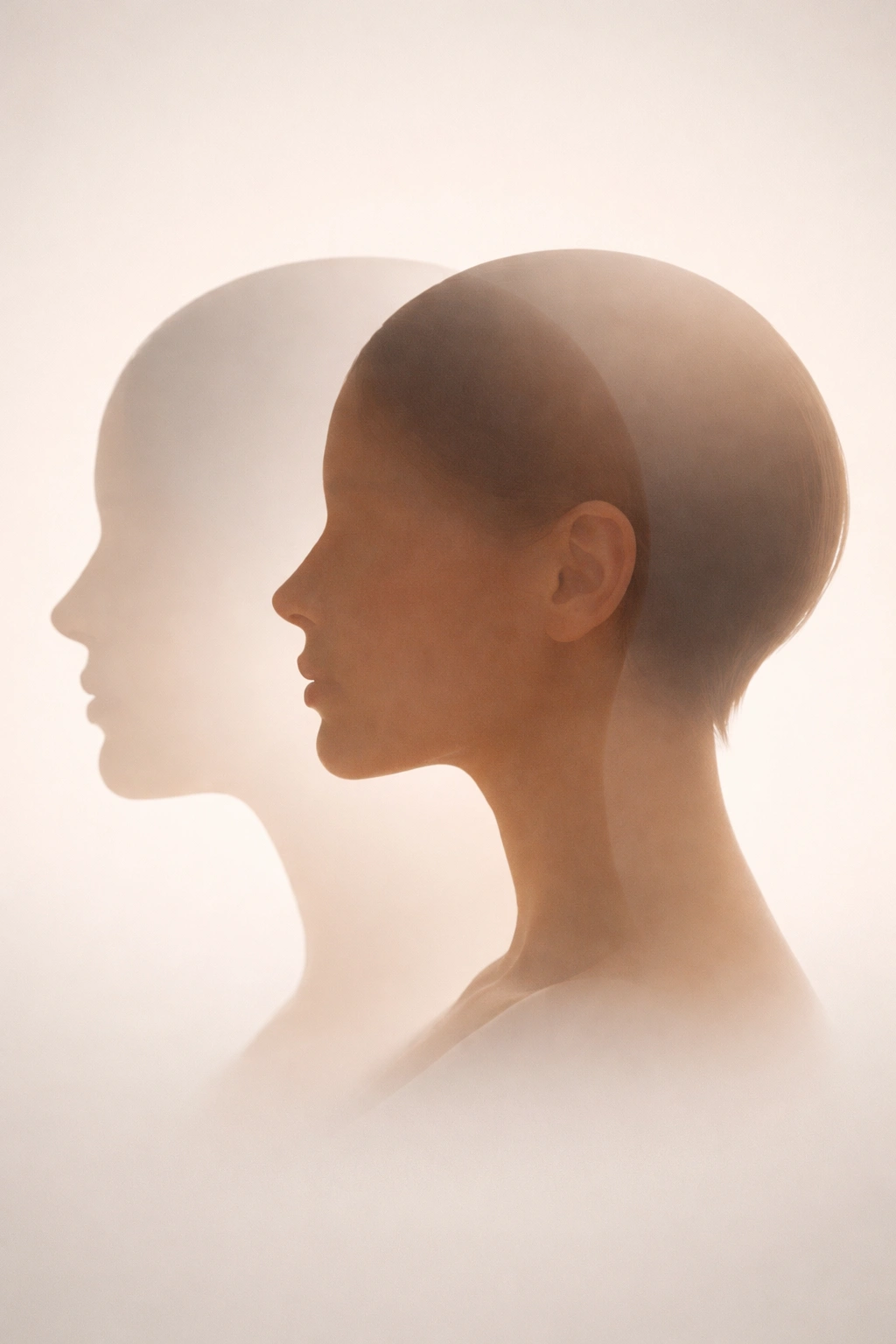 Two abstract head silhouettes showing different face shapes