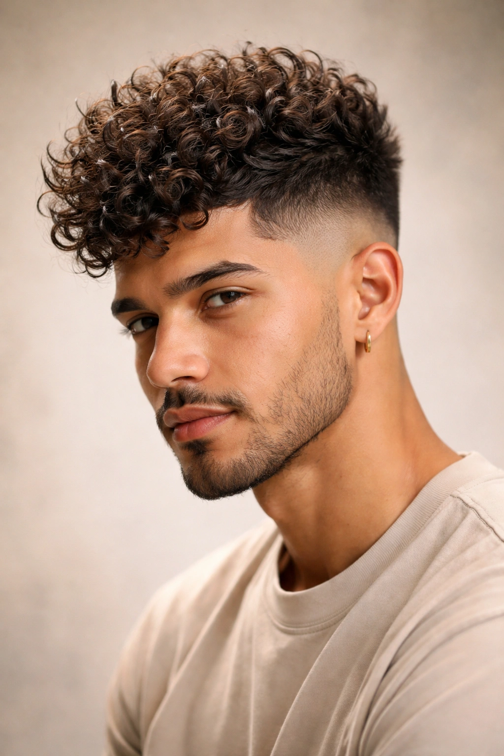 20 Short Curly Haircuts That Look Incredible 21 Textured fade with tall crown volume on curly hair