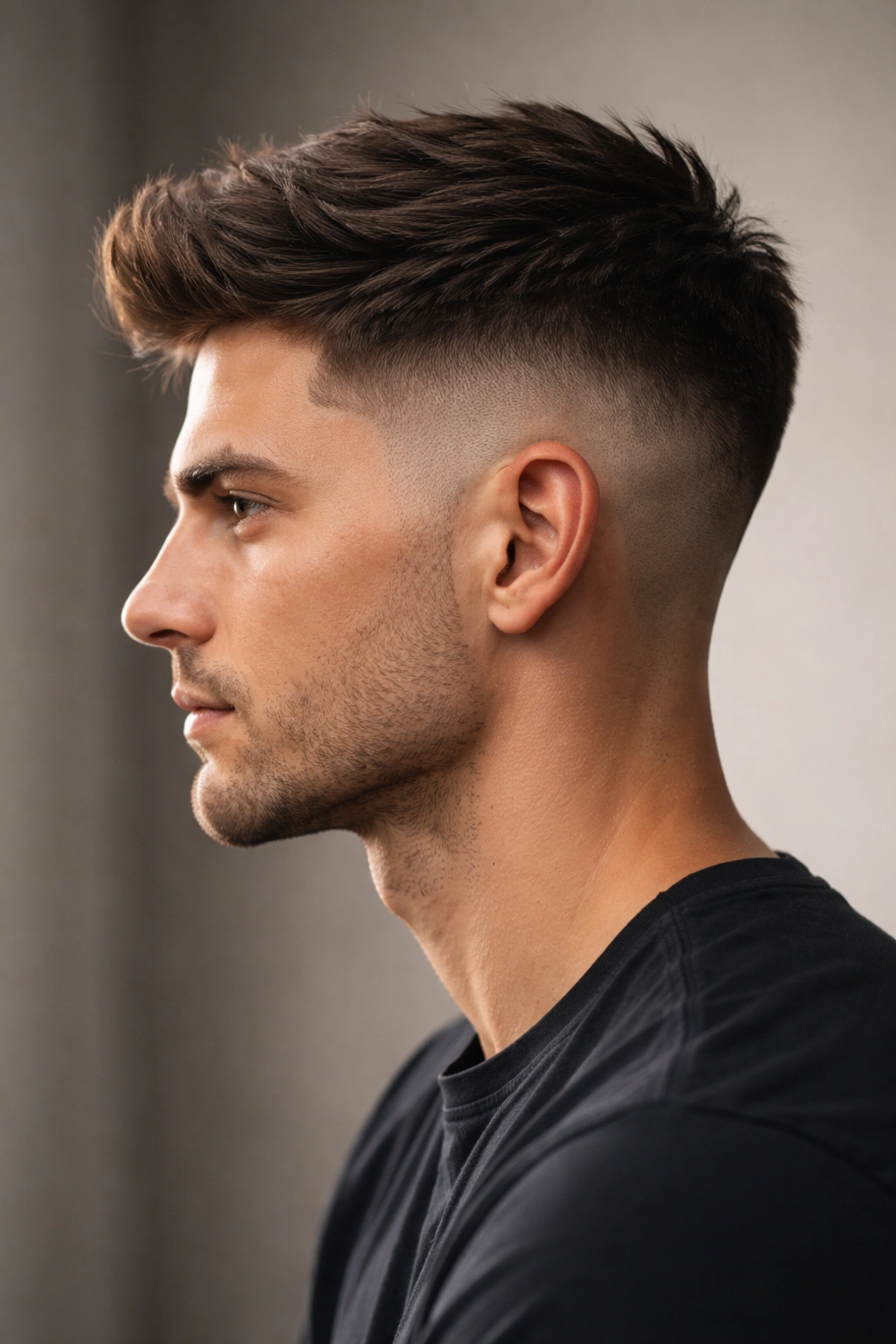12 Travel Friendly Short Hairstyles That Pack Well 12 Side profile of fade cut showing a crisp gradient fade