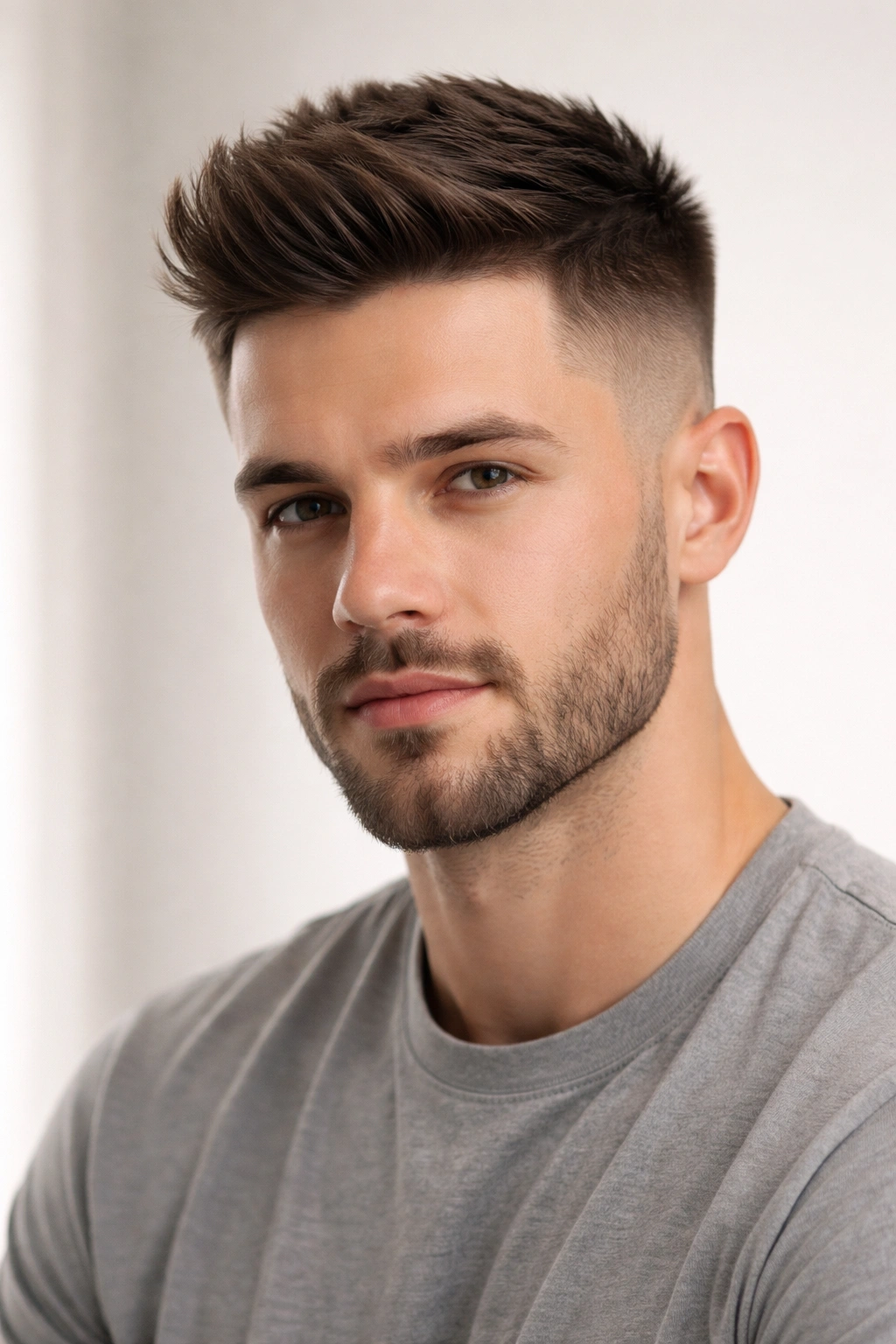 Close-up of a person with a clean fade haircut.