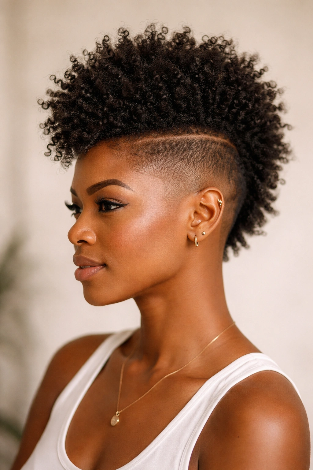 20 Short Natural Hairstyles You Ll Want To Try 6 Profile view of a fade with a soft Mohawk
