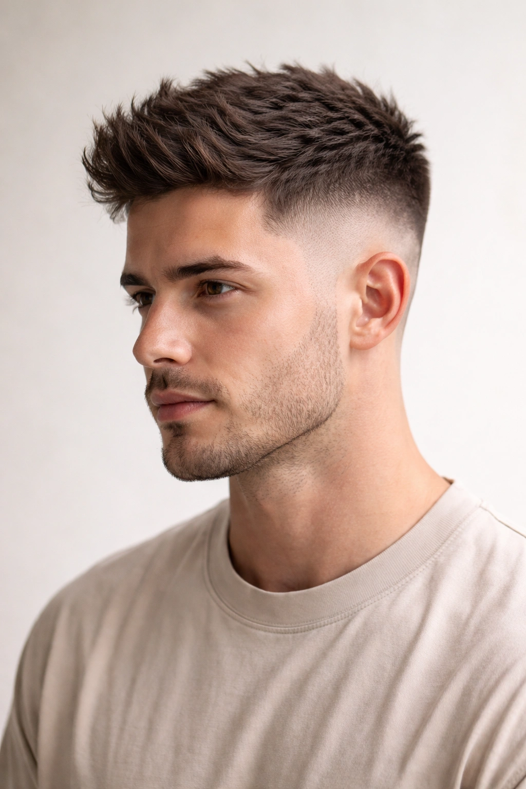Portrait of Fade With Textured Top showing sharp fade and textured top