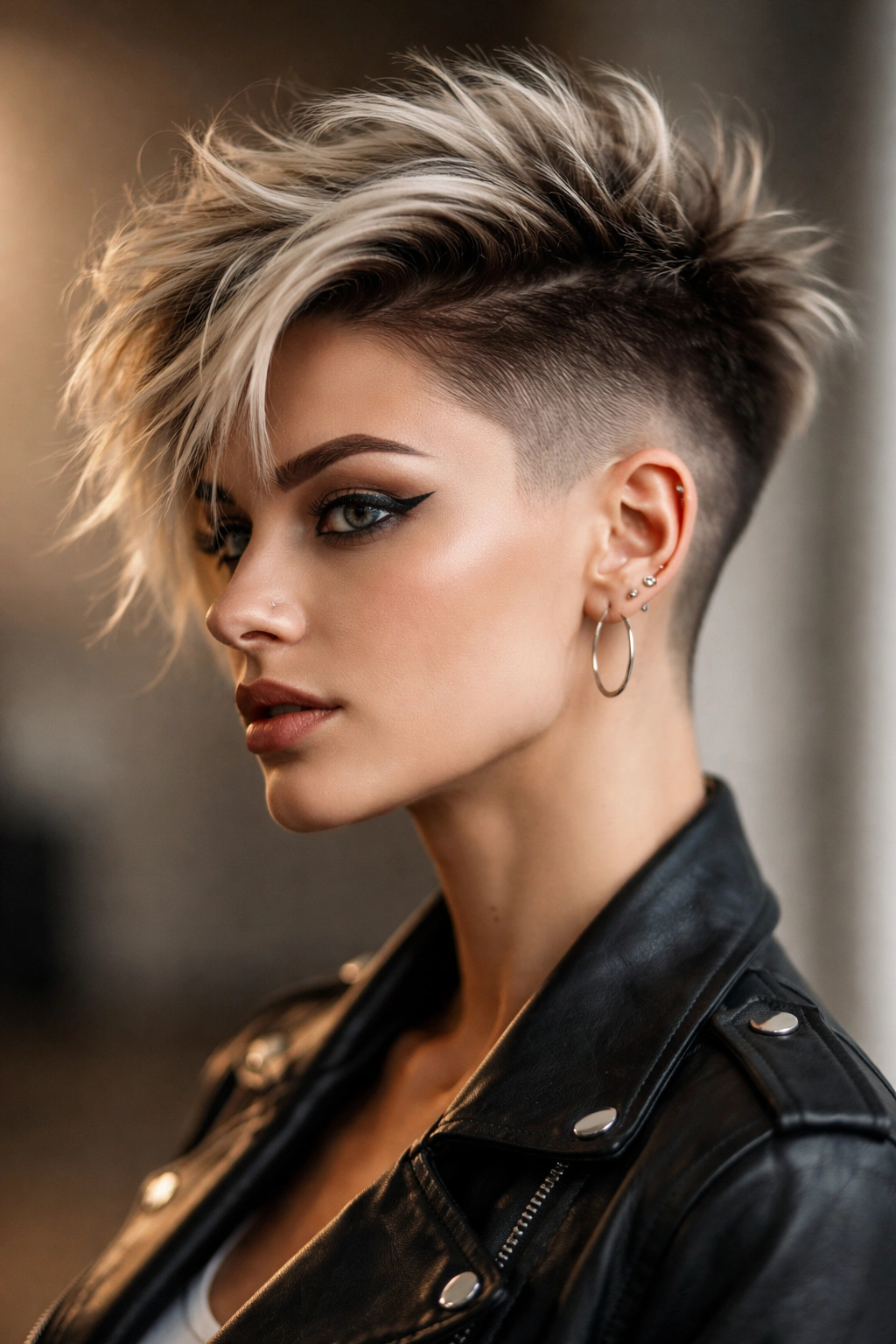 10 Funky Short Haircuts For Women Who Love Edge 10 Portrait of faded disconnected sides with a voluminous top in a bold, disconnected cut