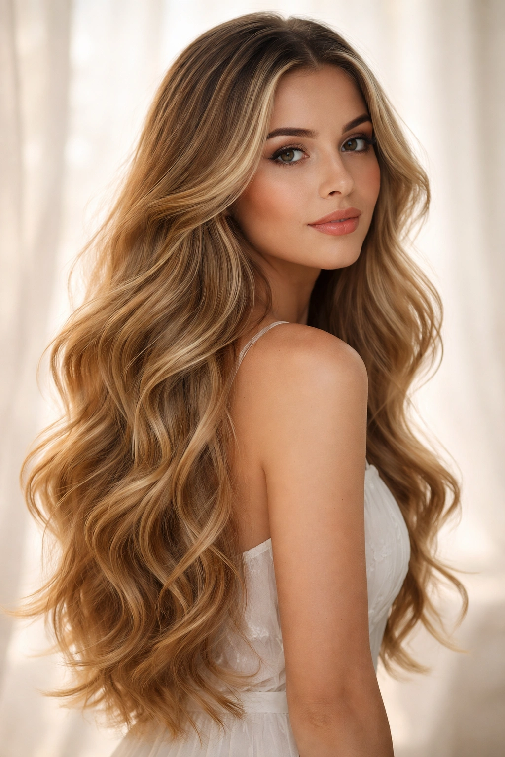 20 Wavy Haircuts Women Keep Requesting In Salons 17 Three-quarter view of Fairy-Tale Waves with long, romantic waves