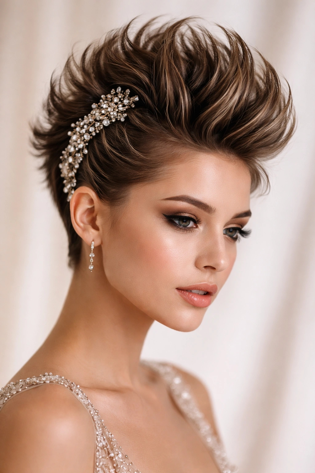 10 Prom Hairstyles For Short Hair You Can Do At Home 10 Faux hawk on short hair with decorative metallic clips