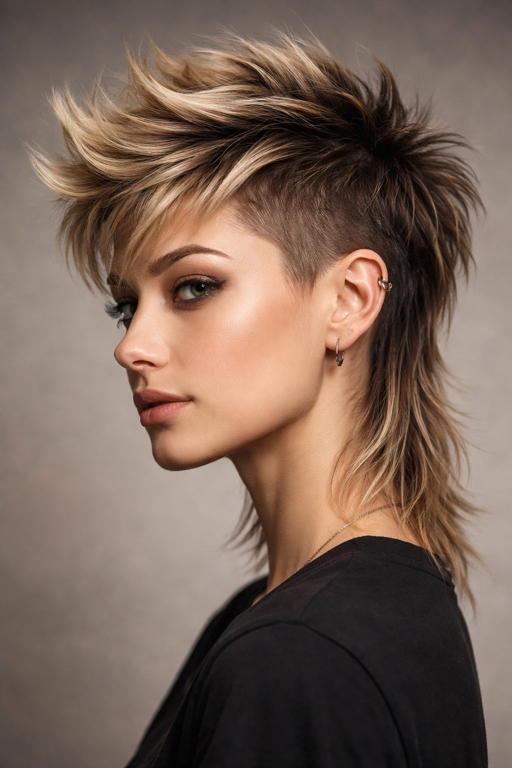 8 Mixie Haircuts Blending Mullet And Pixie 5 Faux Hawk Mixie hairstyle with high crown and short sides.
