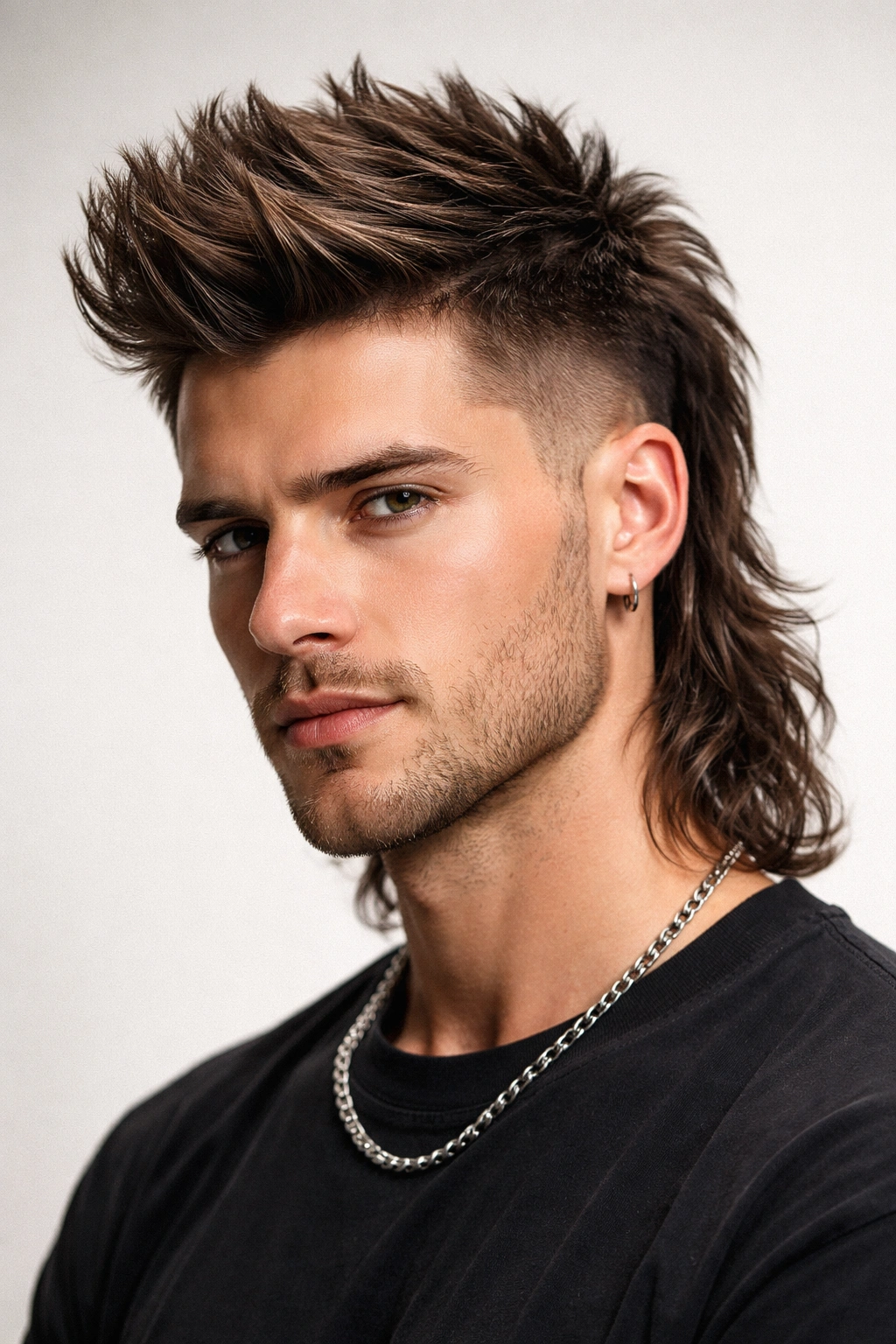 Faux Hawk Mullet with lifted center and longer back
