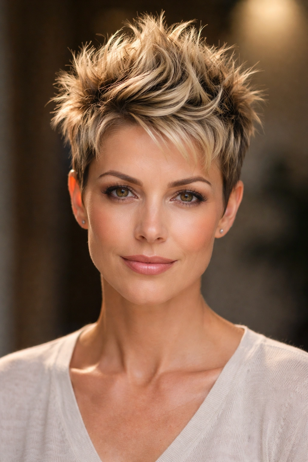 15 Pixie Hairstyles That Shine On Women Over 40 5 Woman with textured faux hawk pixie