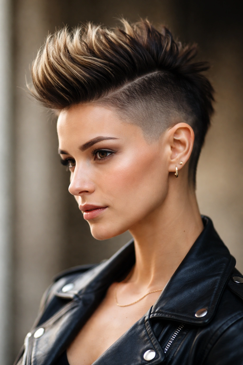 10 Shaved Side Hairstyles Women Are Rocking Now 3 Portrait of a person with a faux hawk and shaved sides