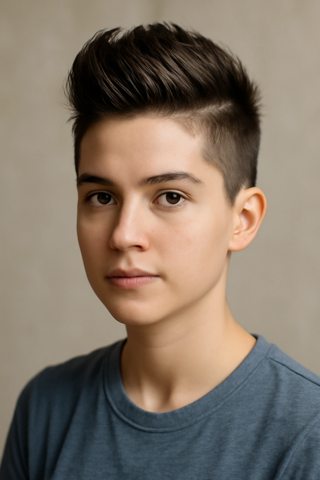 10 Easy Short Hairstyles Perfect for School Days 9 Portrait of short hair with a center slicked faux hawk and smooth sides.