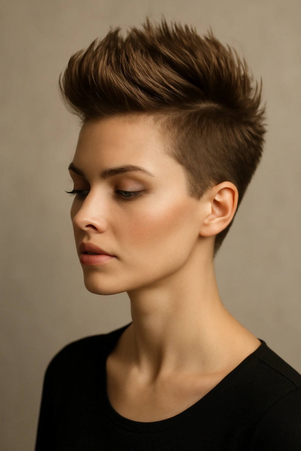 10 Short Hairstyles Perfect for Special Occasions 4 Close-up of a short hairstyle styled into a faux hawk