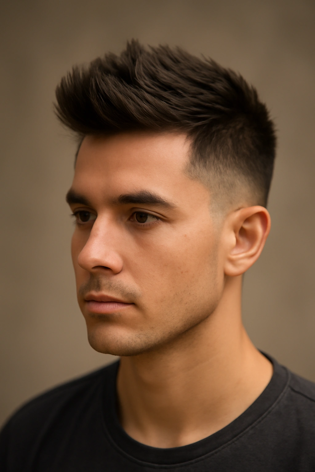 12 Short Haircuts Shaped For A Diamond Face 10 Faux hawk with tapered sides hairstyle showing lifted crown and tapered fade
