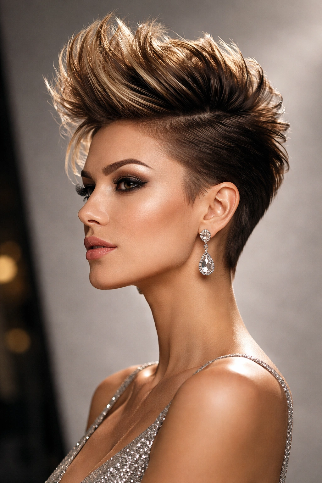Faux hawk with defined texture and height on short hair