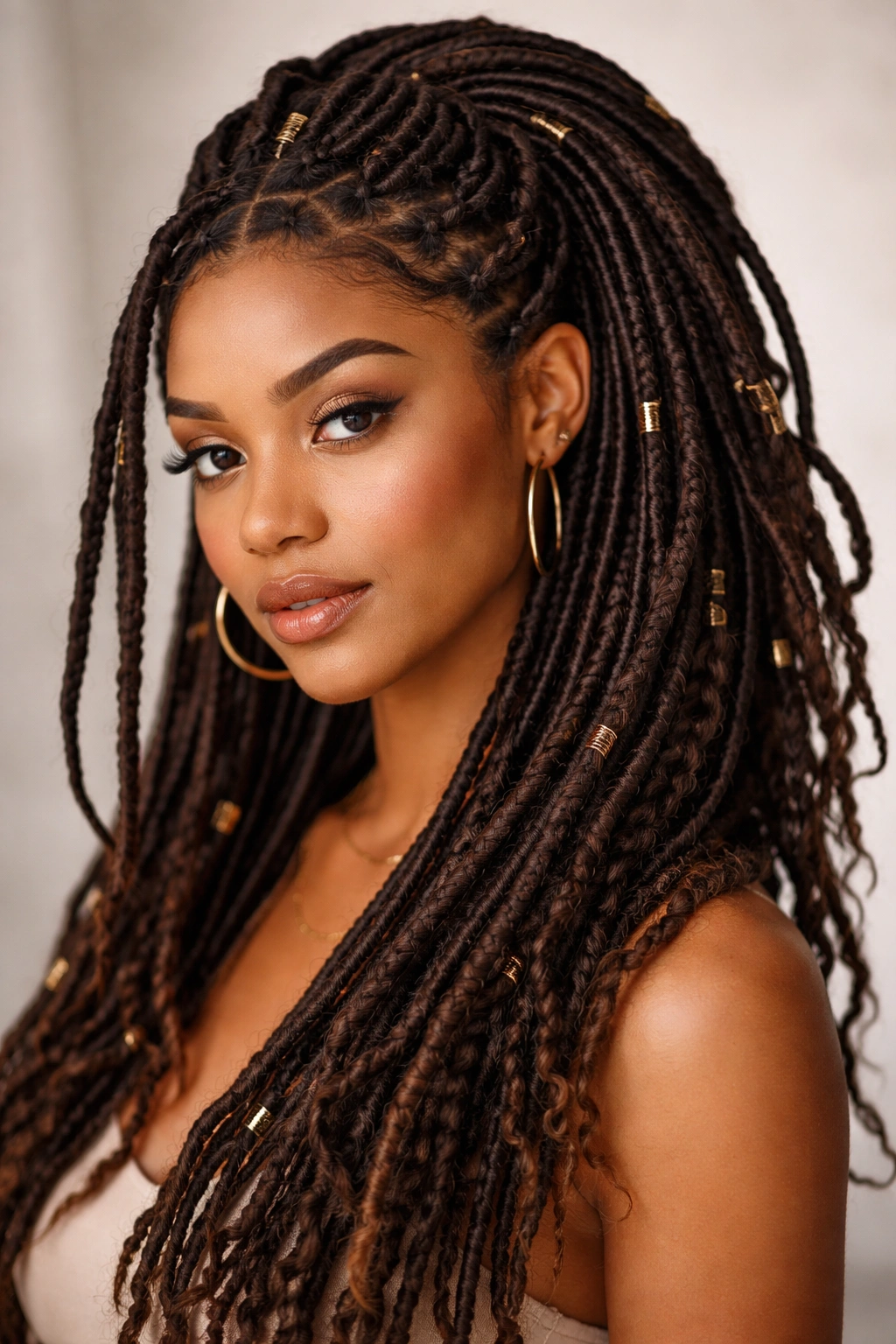 20 Dreadlock Styles For Women At Every Hair Length 3 Head with faux locs wrapping around natural hair forming dreadlock-like extensions