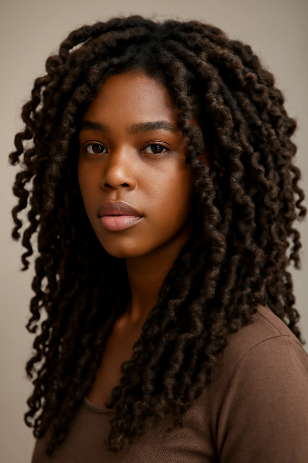 12 Faux Loc Styles That Are Worth Bookmarking Now 3 Head with curly faux locs featuring spiraling curls