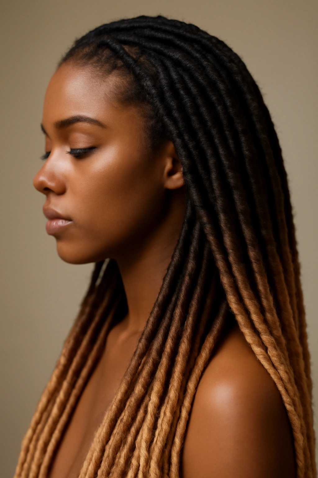 12 Faux Loc Styles That Are Worth Bookmarking Now 5 Head with ombré faux locs displaying gradient from roots to tips