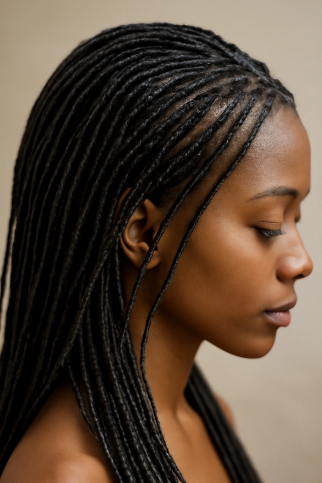 12 Faux Loc Styles That Are Worth Bookmarking Now 6 Close-up of head with thin, delicate faux locs