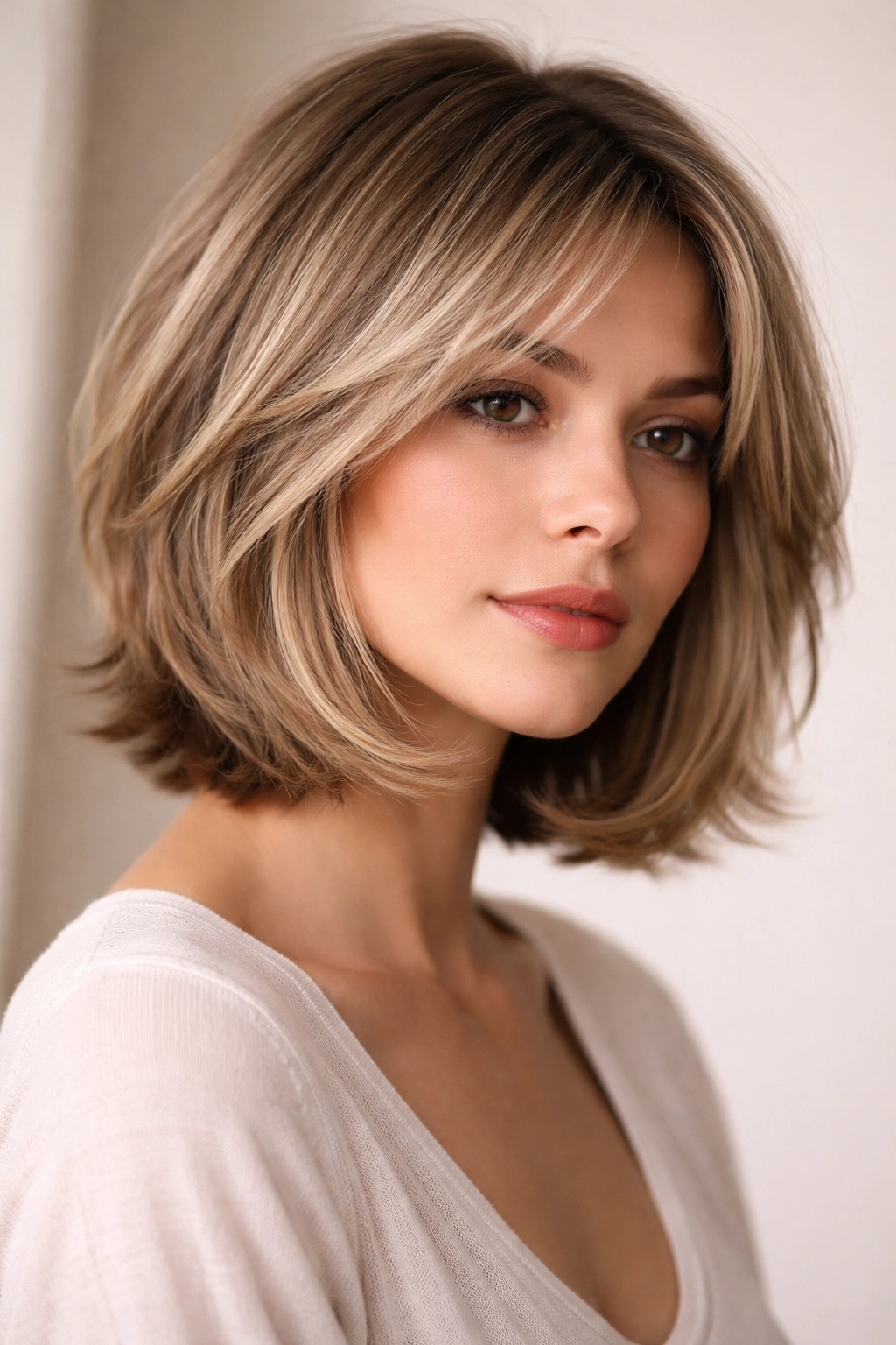 Feathered bob with soft feathered layers