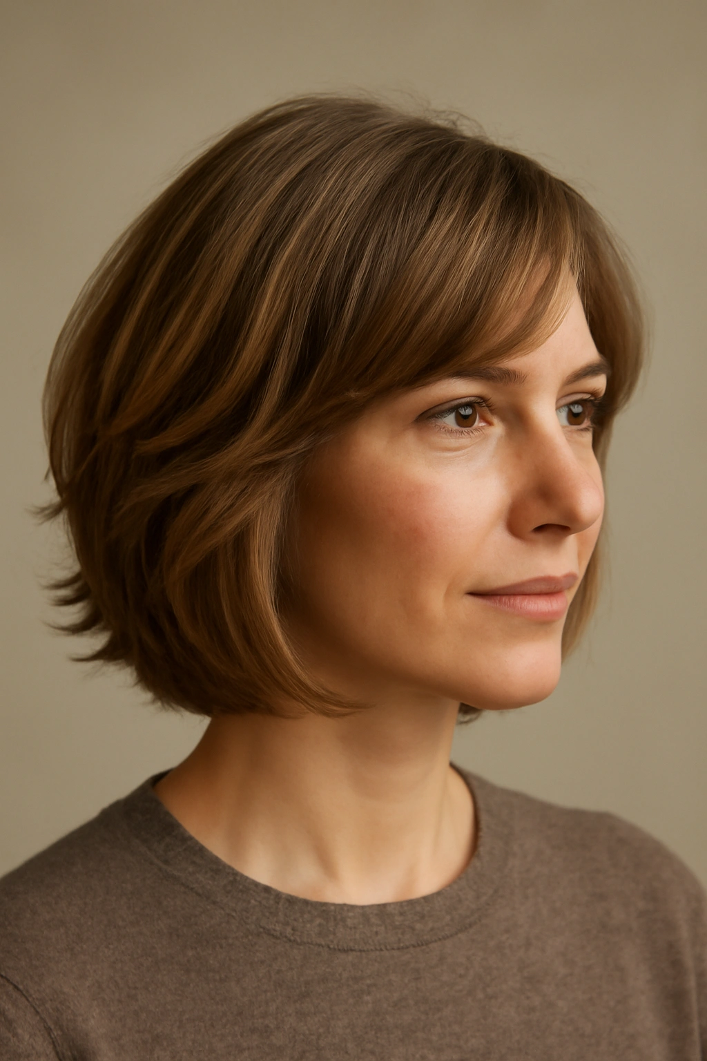 18 Short Bob Cuts For Fine And Thick Hair Alike 15 Model with a feathered bob showing soft, layered movement