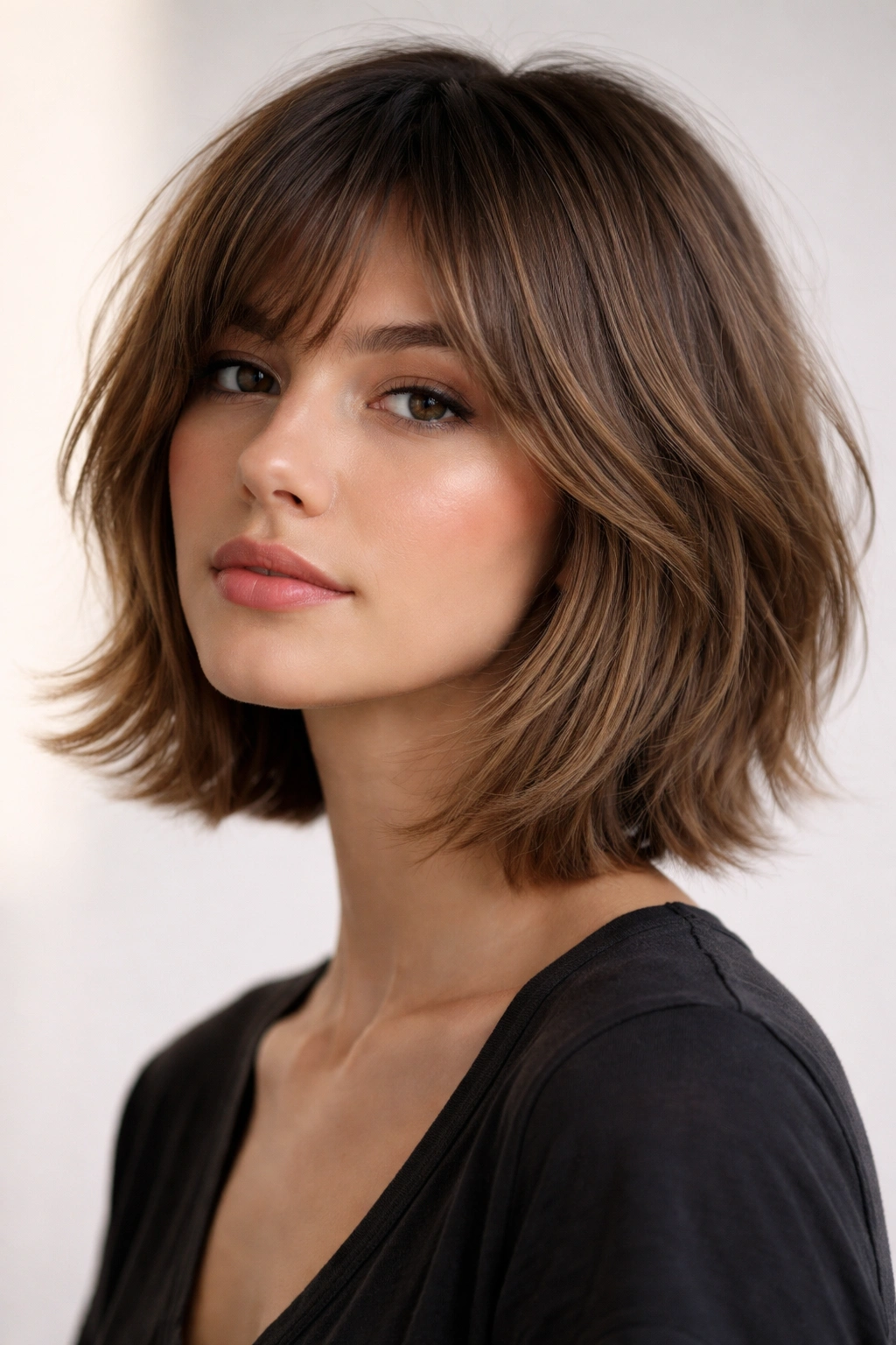 15 Medium Shag Styles That Are Easy To Keep Up 2 Close-up of feathered bob shag with soft feathering along edges