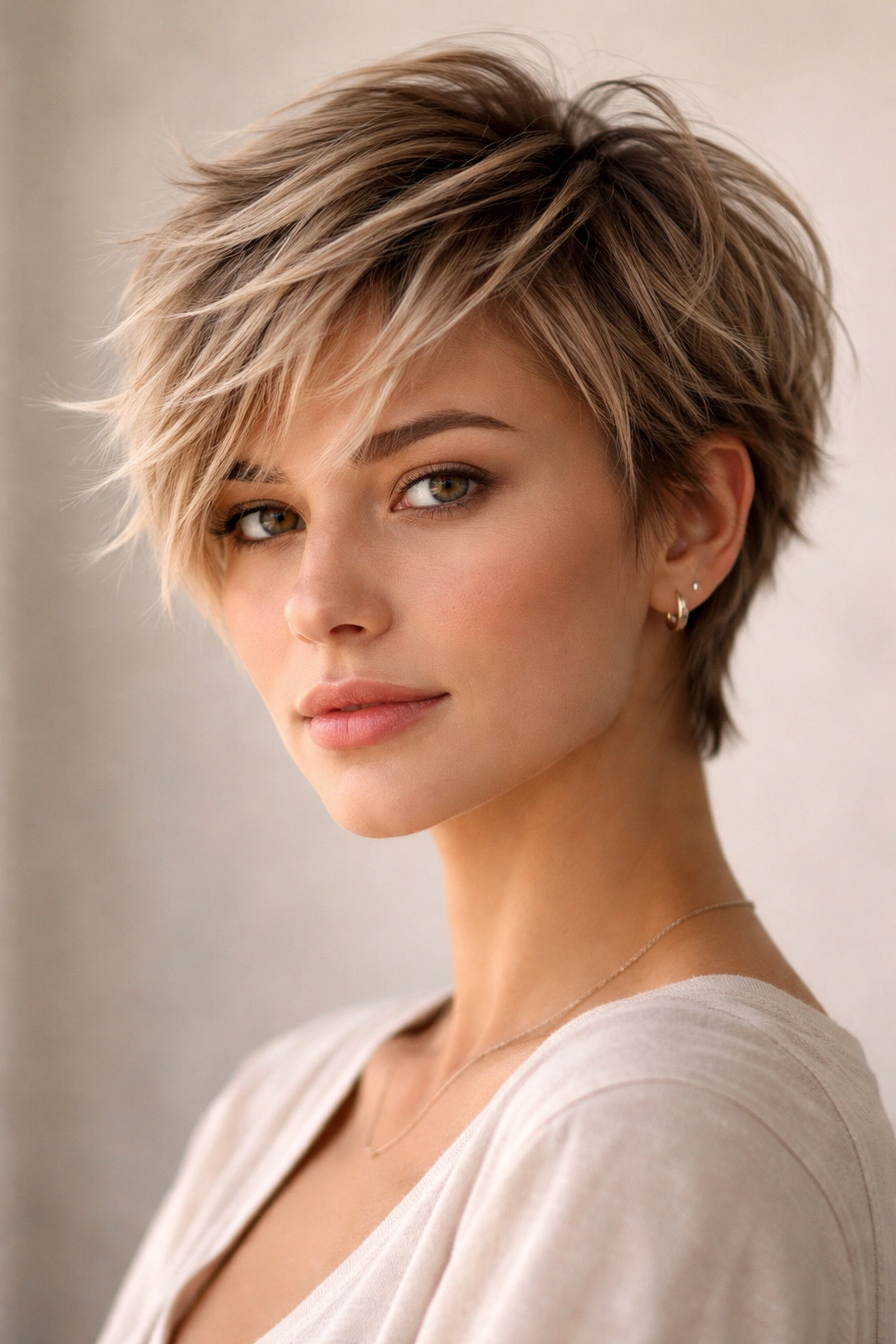 10 Short Haircuts That Grow Out Without Awkwardness 10 Close-up of feathered crop showing soft layered texture and movement