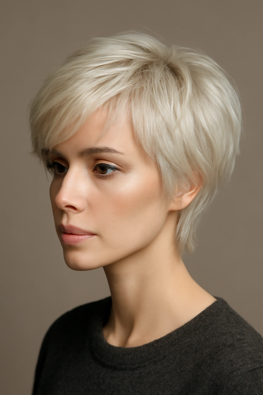 10 Platinum Blonde Short Haircuts Women Are Getting Now 5 Feathered crop hairstyle in platinum blonde with soft layers