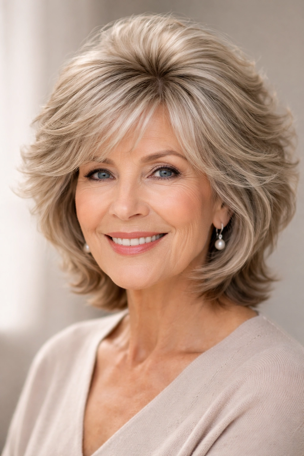 Feathered crown cut with lifted crown and light volume