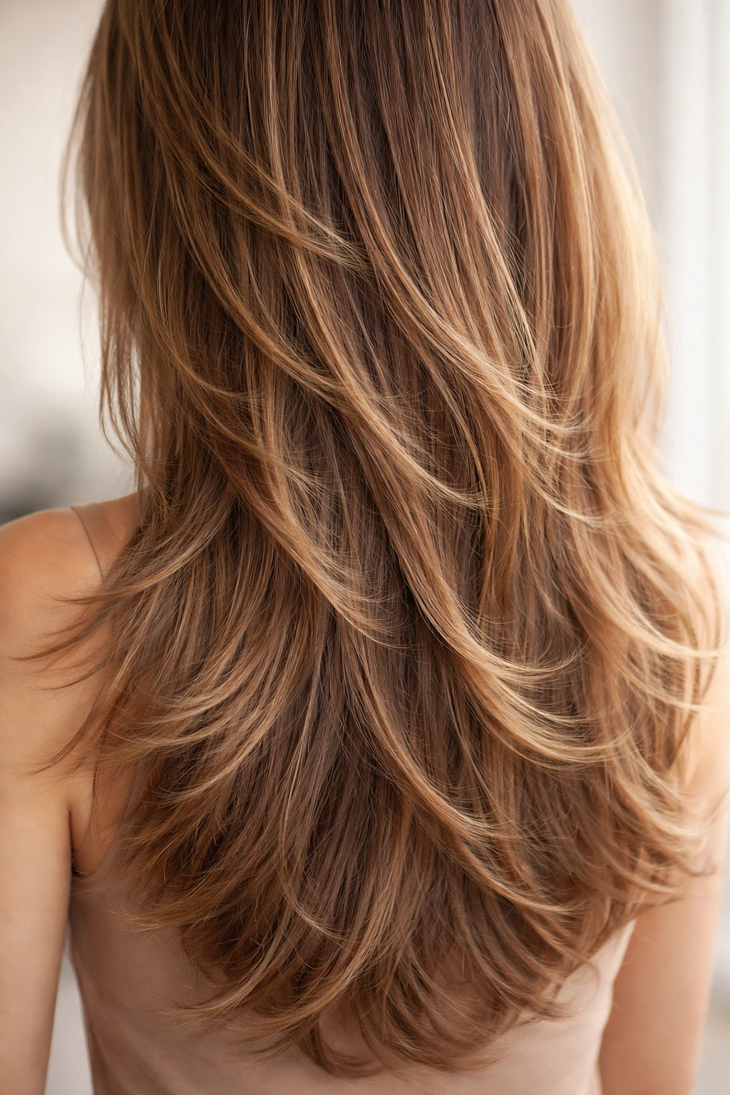 Close-up of long hair showing feathered, airy ends