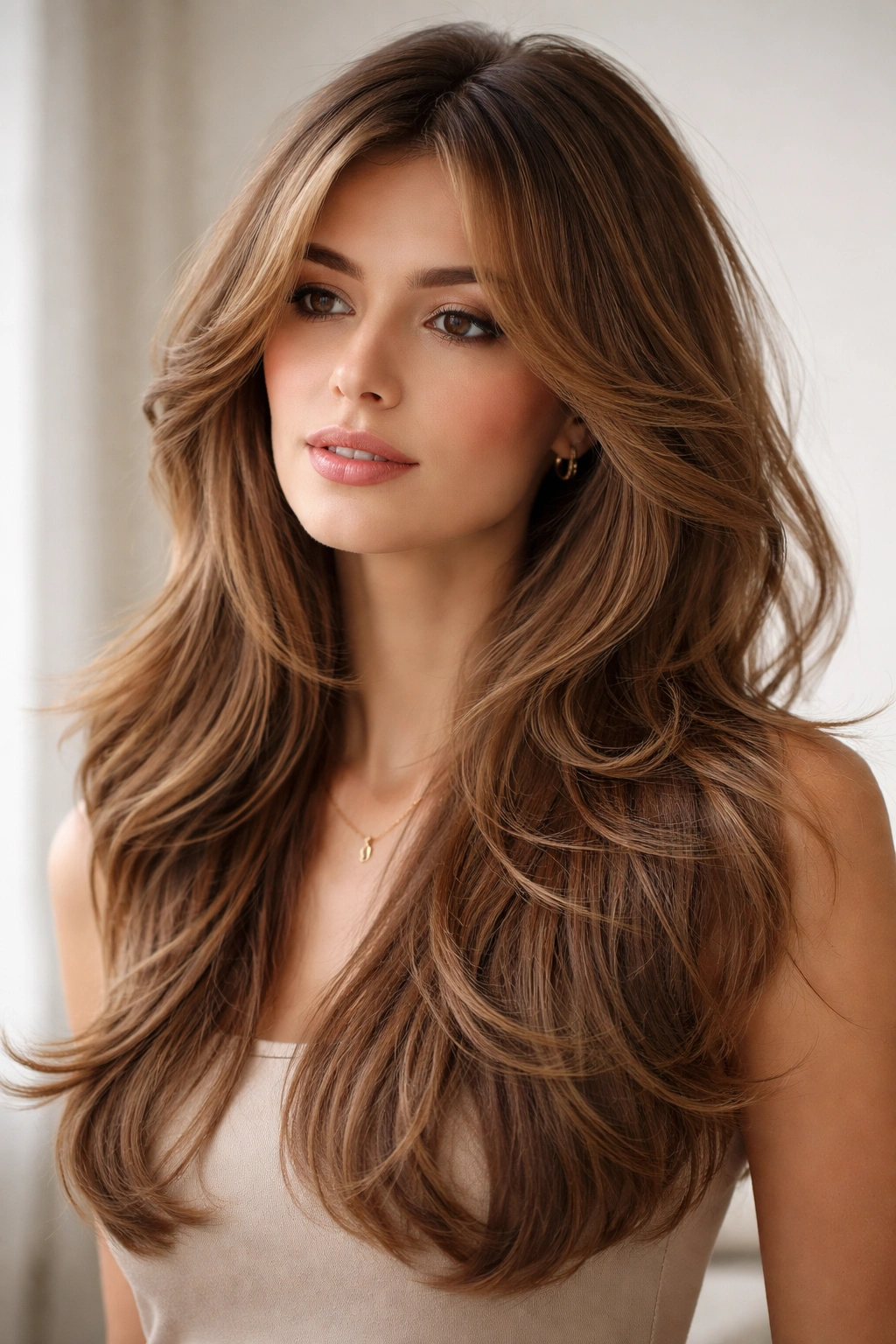 15 Butterfly Haircuts With Flowing Long Layers 3 Feathered face-framing butterfly layers with wispy ends framing the face