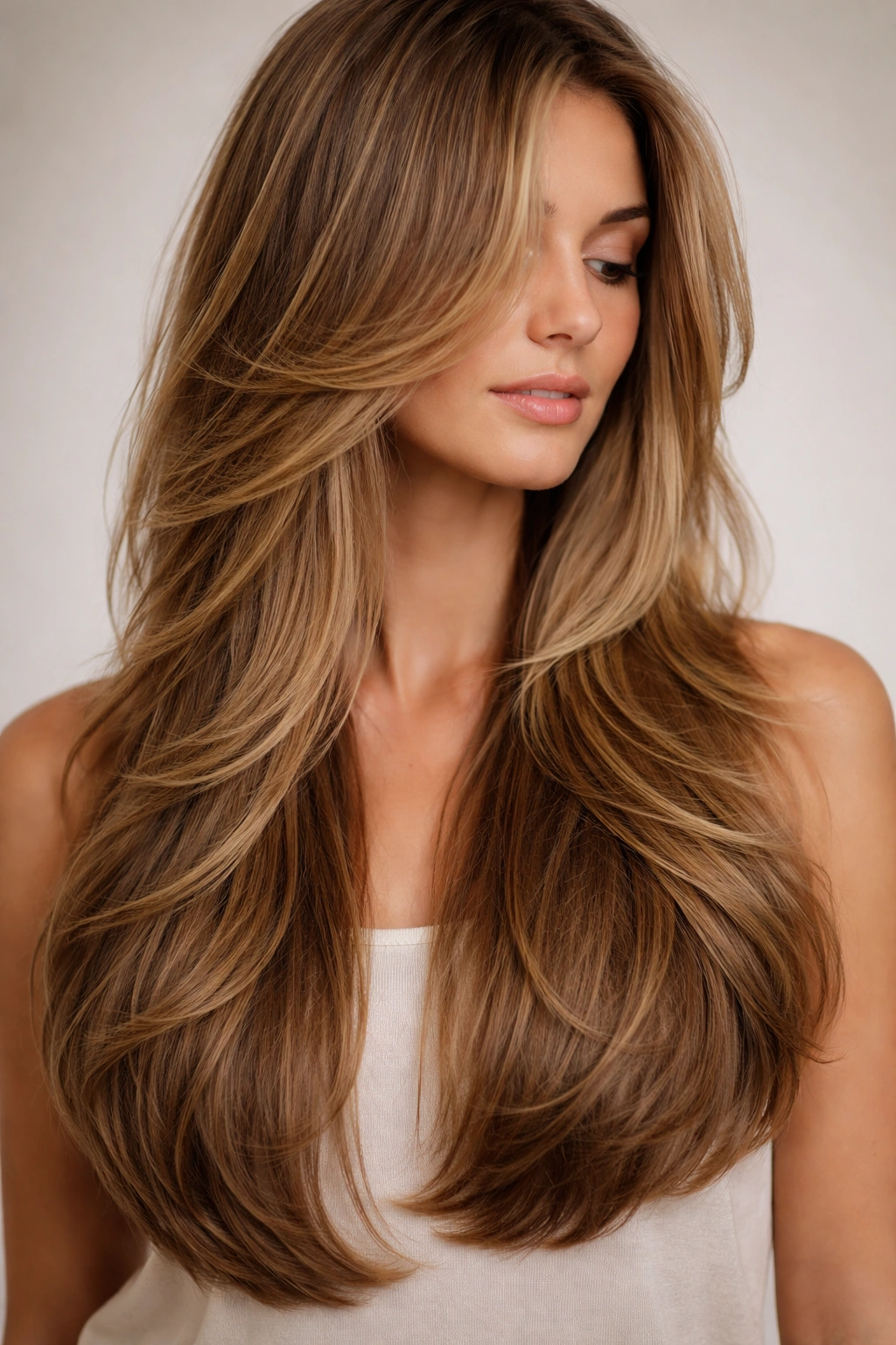 25 Long Haircuts For Women With Every Hair Type 16 Close-up of long hair with feathered layers creating soft movement