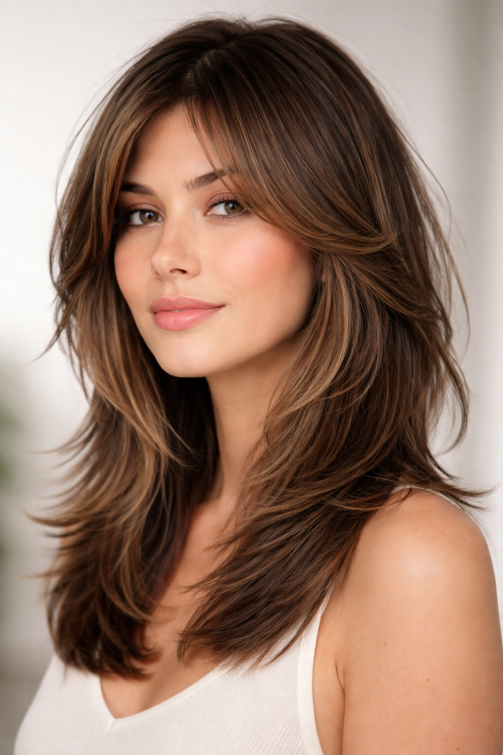 Medium-length hair with feathered layers