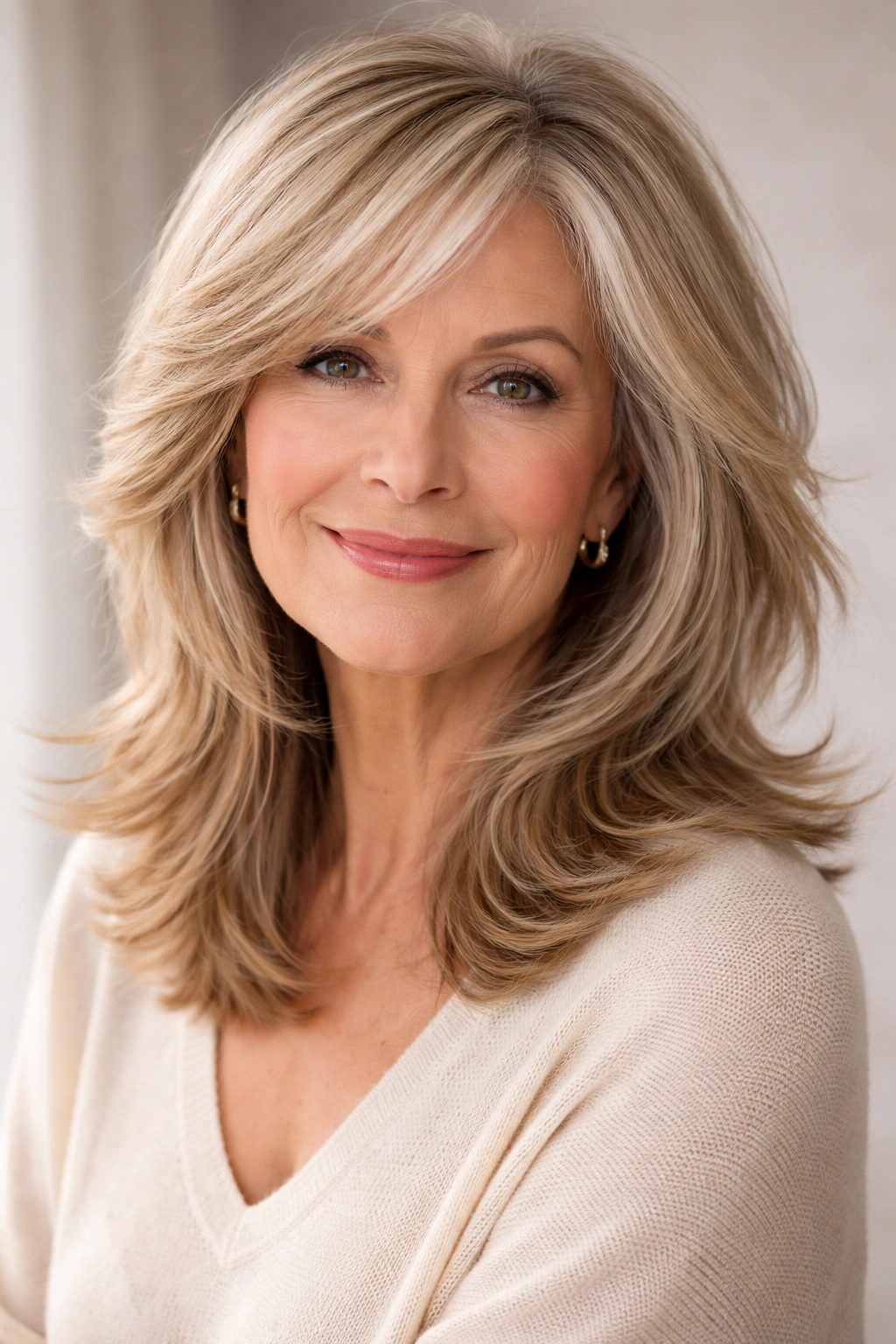 15 Gorgeous Hairstyles For Women Over 65 11 Hair with feathered layers throughout for movement