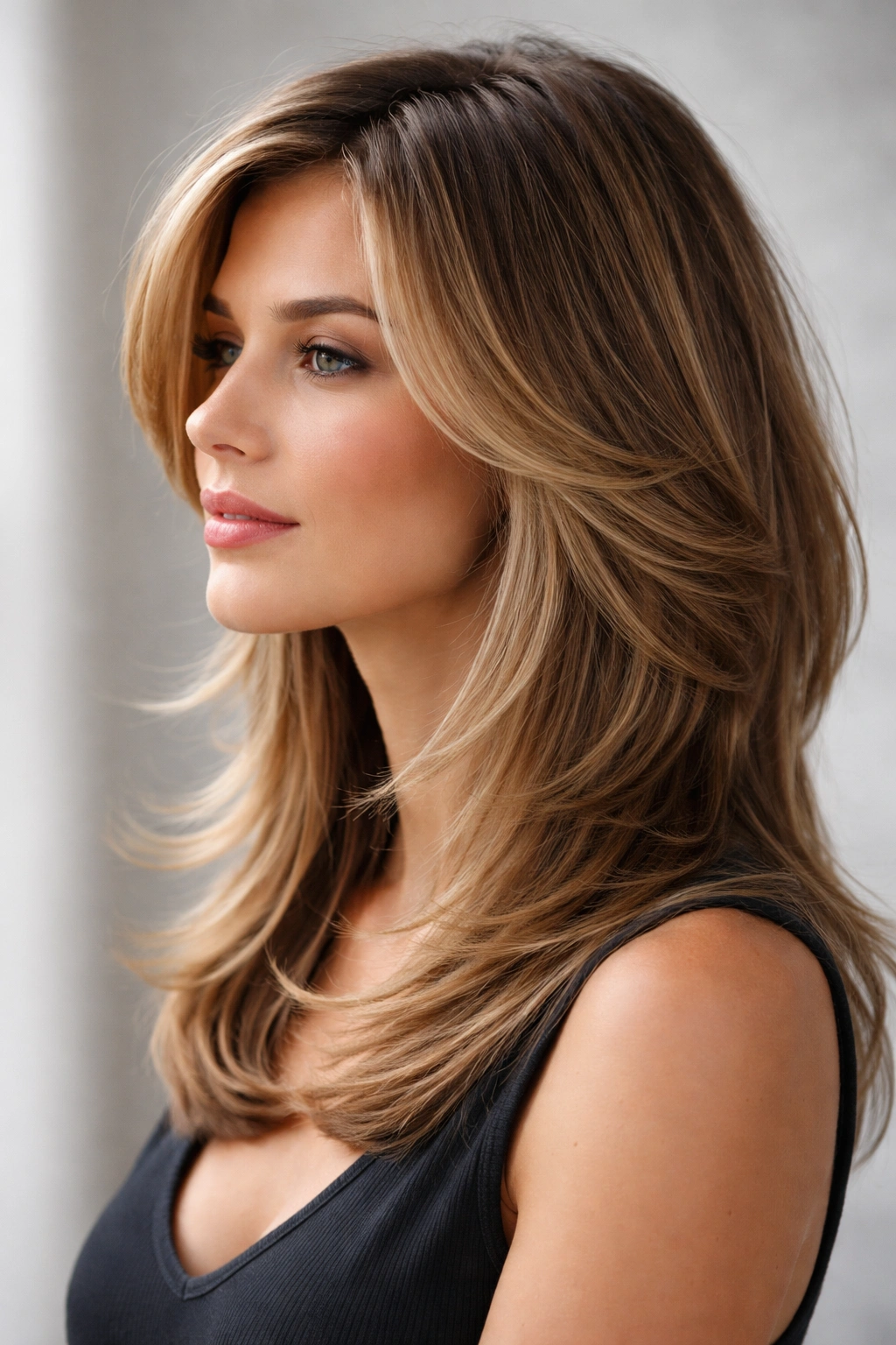20 Haircuts Matched To Your Face Shape Perfectly 16 Feathered layered hairstyle with movement on a rectangular face