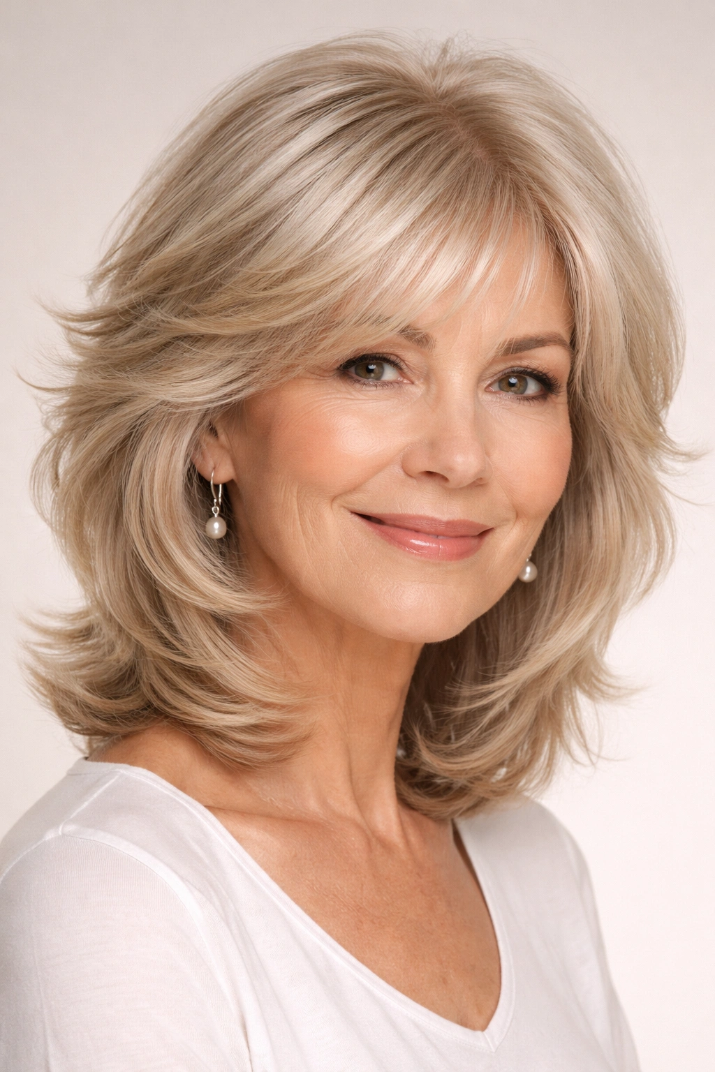 Close-up of fine hair with feathered layers creating density and movement