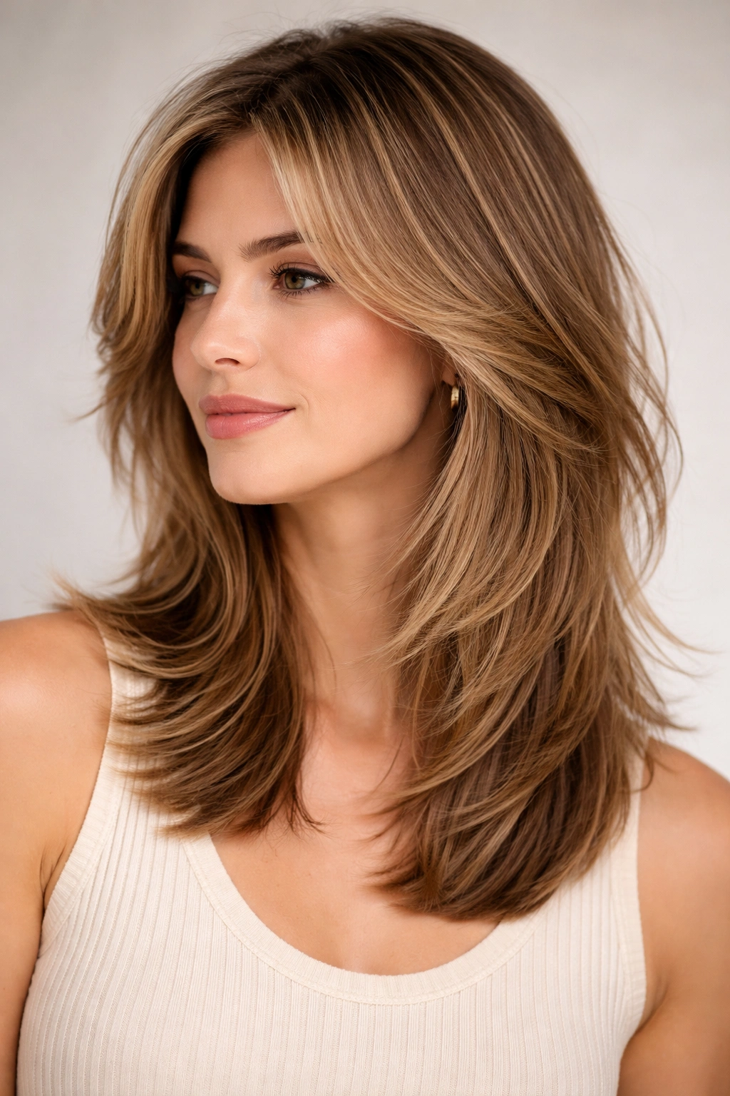 12 Short To Medium Layered Cuts To Ask For 5 Feathered medium cut with soft outward-angled layers