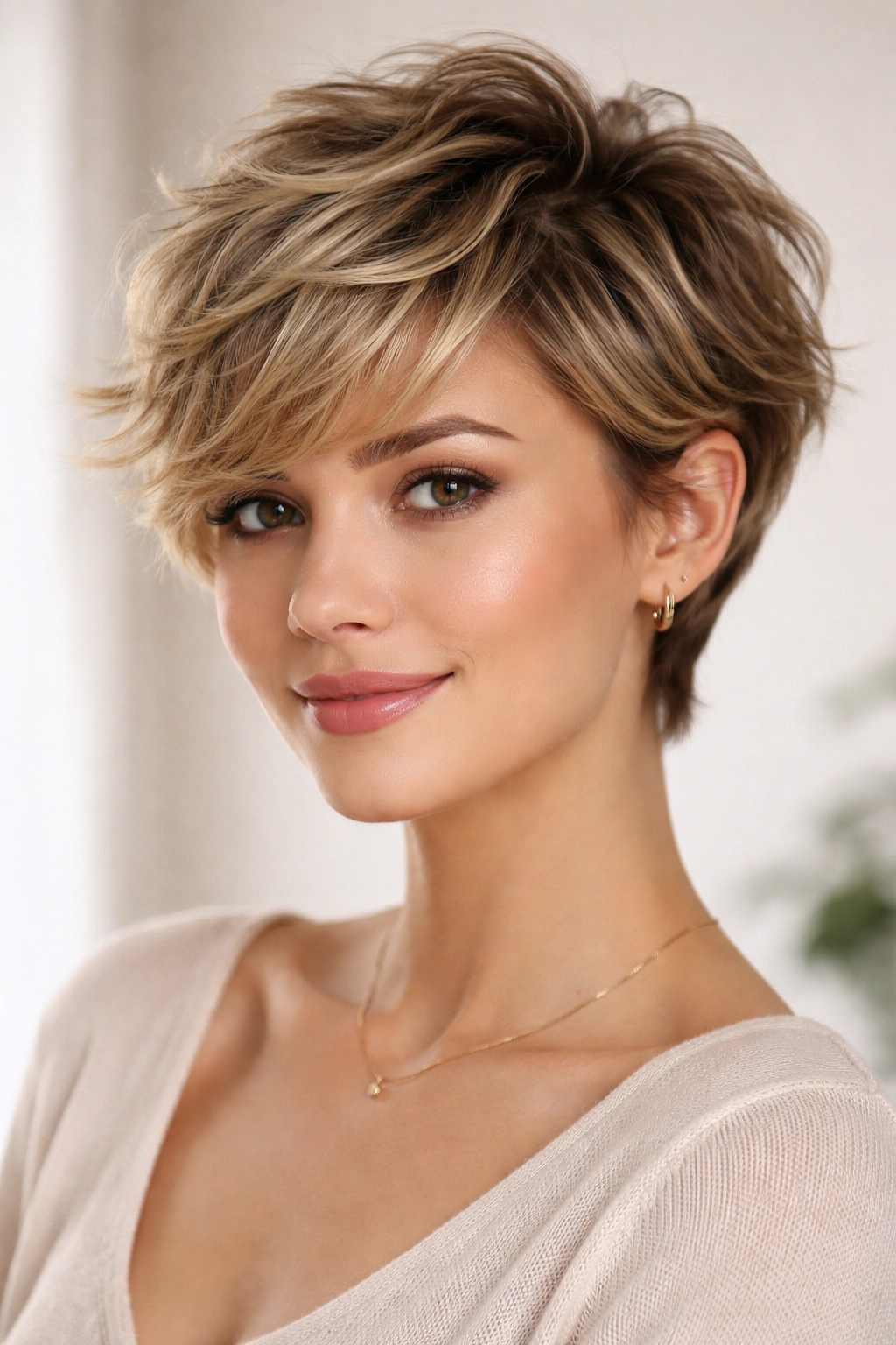 10 Wavy Pixie Cuts That Look Totally Effortless 9 Feathered pixie with soft waves and blended layers