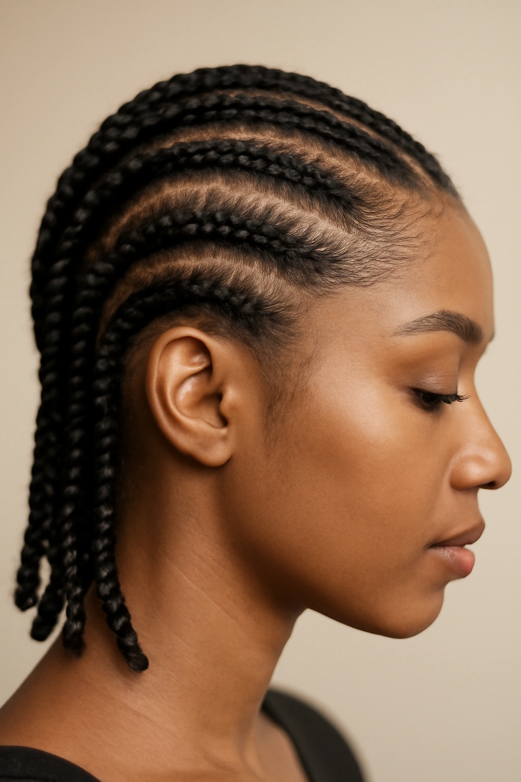 15 Short Braids for Natural Hair You Need to See 8 Close-up of feed-in braids with seamless extension blend at the roots