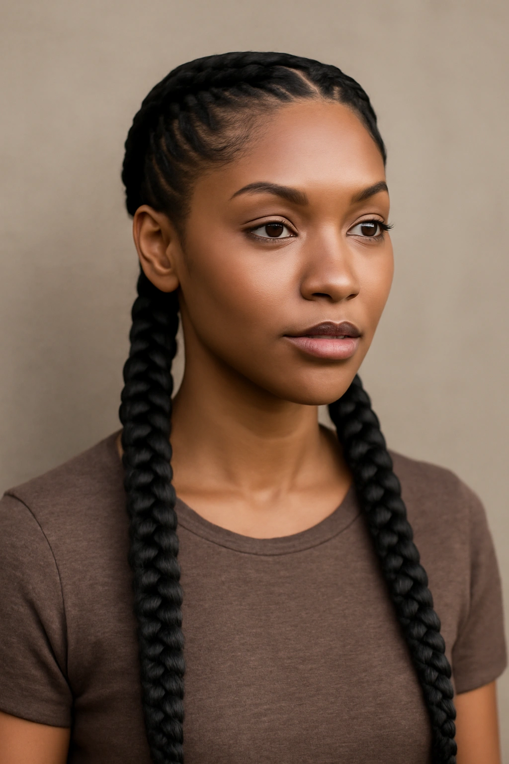 10 Pigtail Braid Styles Black Women Should Bookmark 6 Feed-in pigtail braids showing natural transition from scalp to fuller braids