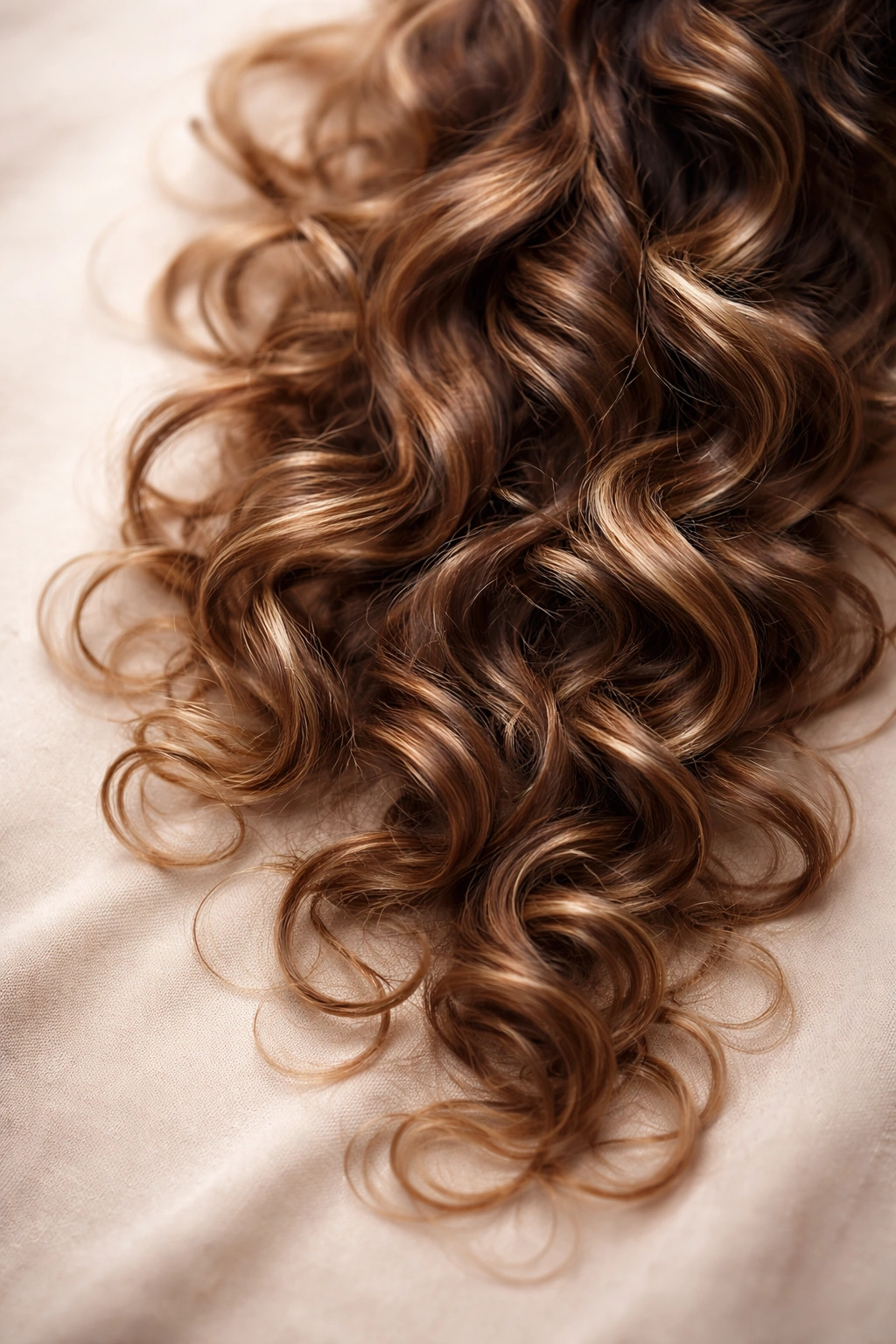 Calm composition of curly hair curls