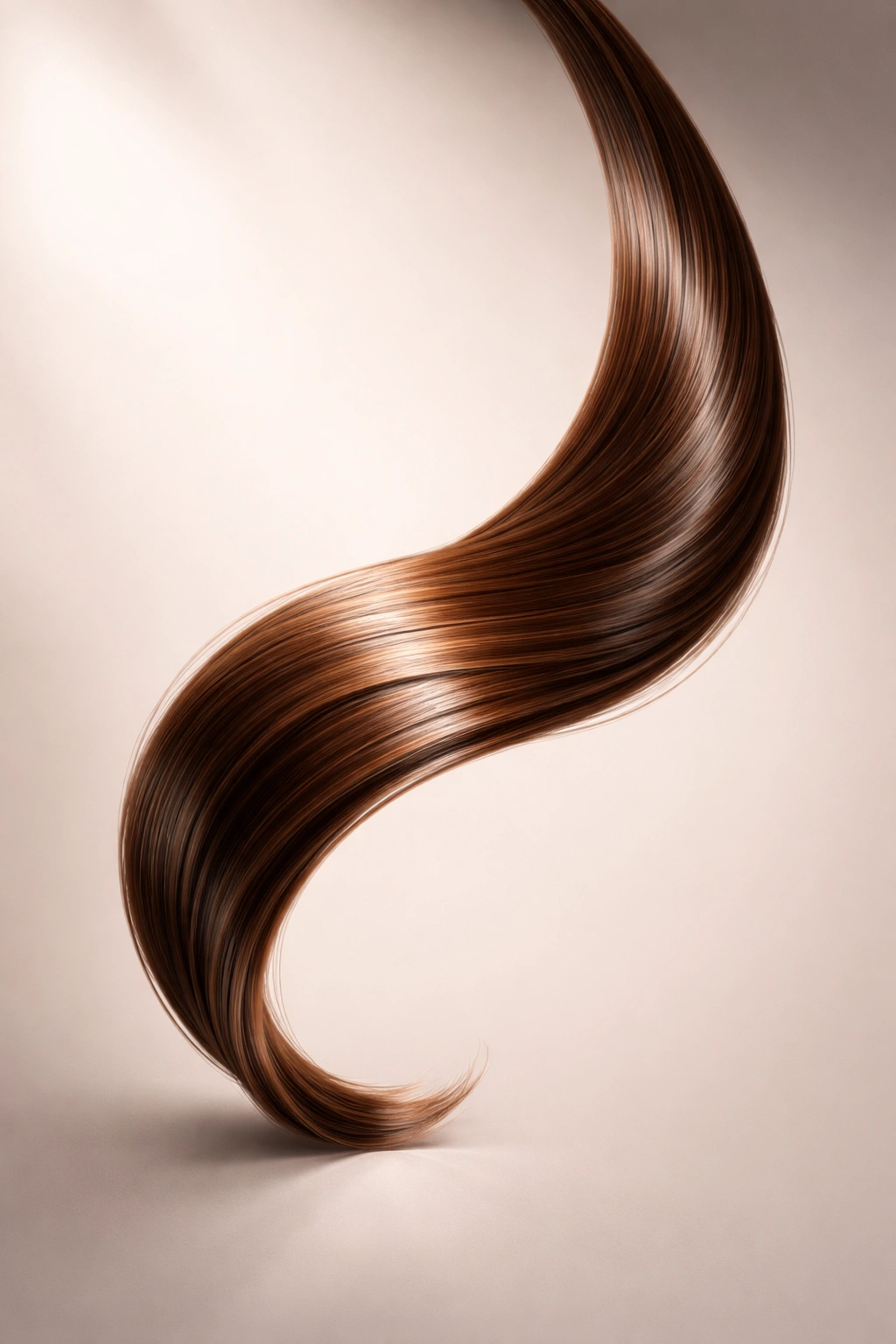 Finished, glossy hair strand representing a successful blowout.