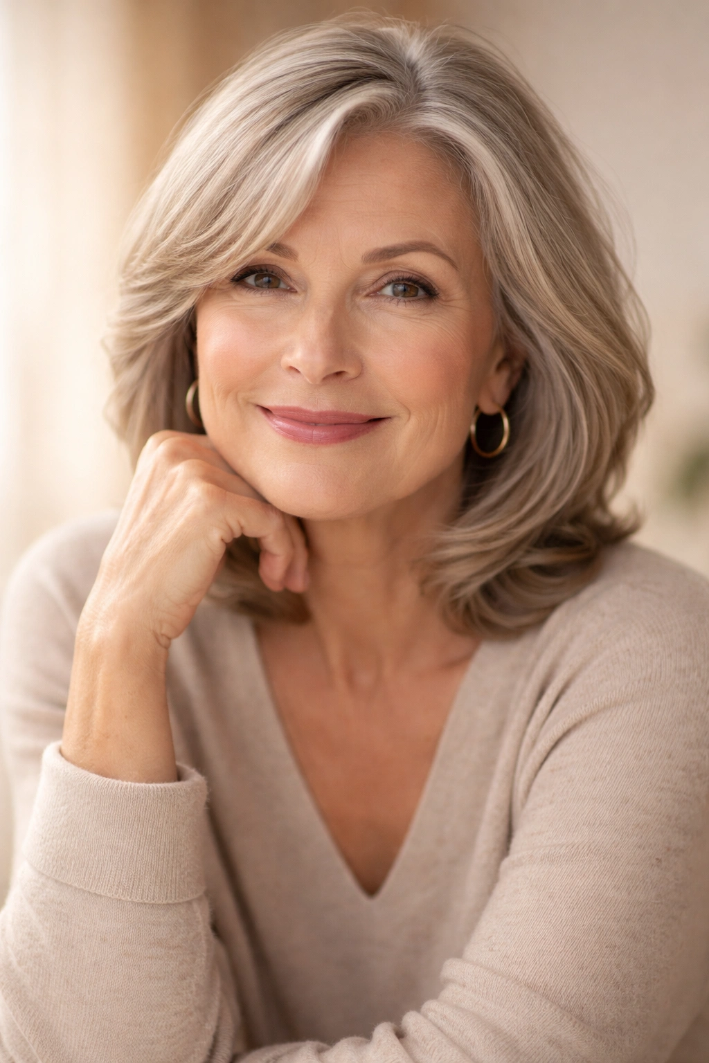 Mature woman with a confident, relaxed expression