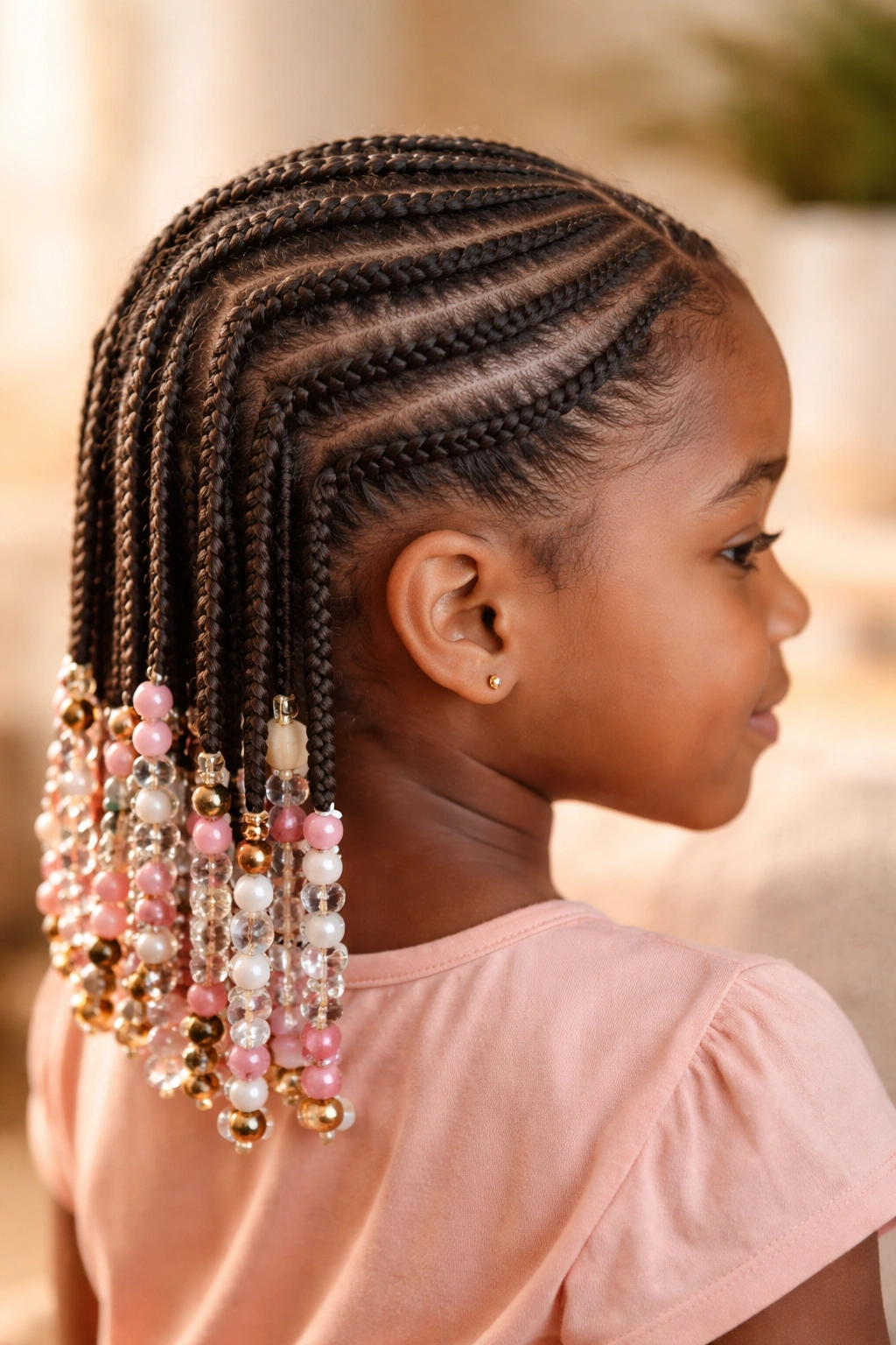 Soft close-up of a beaded braid hairstyle reflecting thoughtful final thoughts