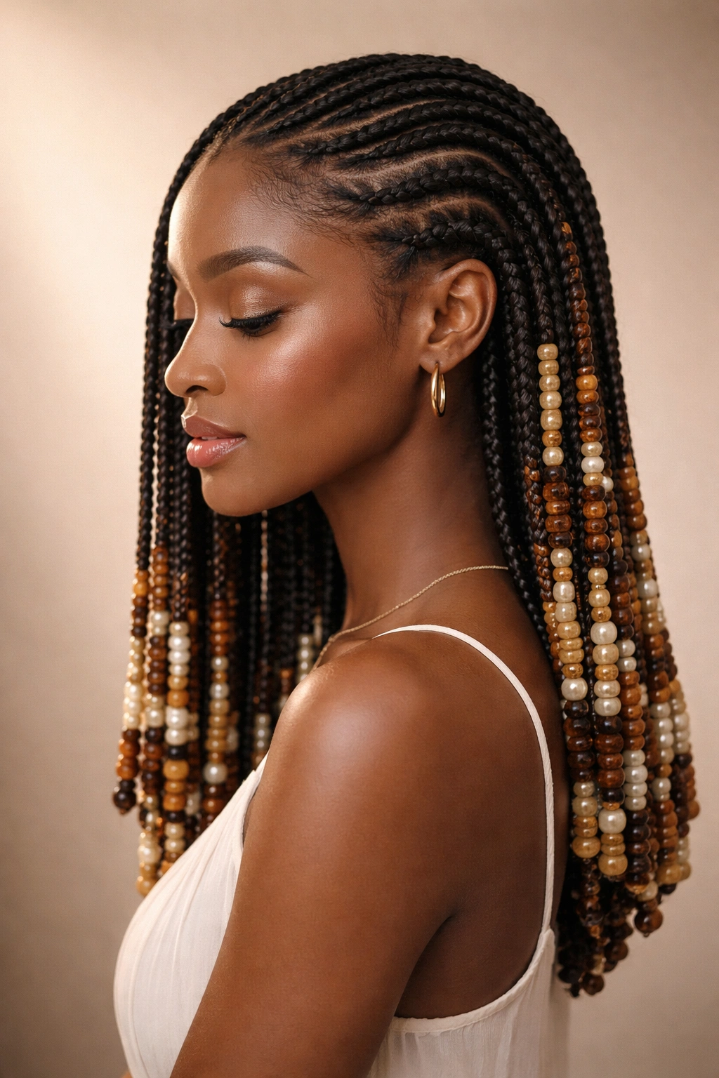 10 Beautiful Beaded Hairstyles For Black Women 11 Minimalist portrait of a single beaded hairstyle representing final thoughts