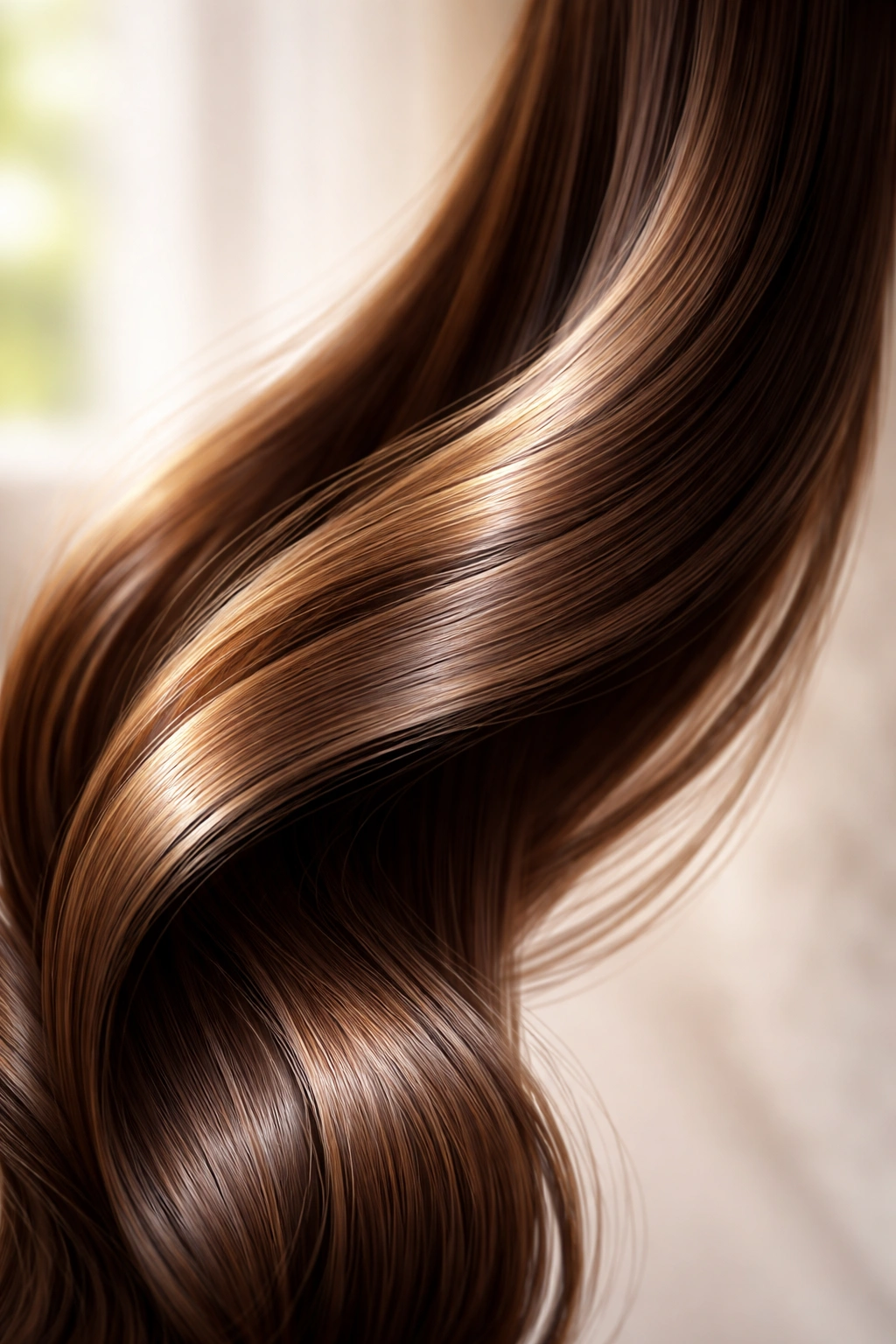 Healthy glossy hair after proper rinse-out and leave-in conditioning