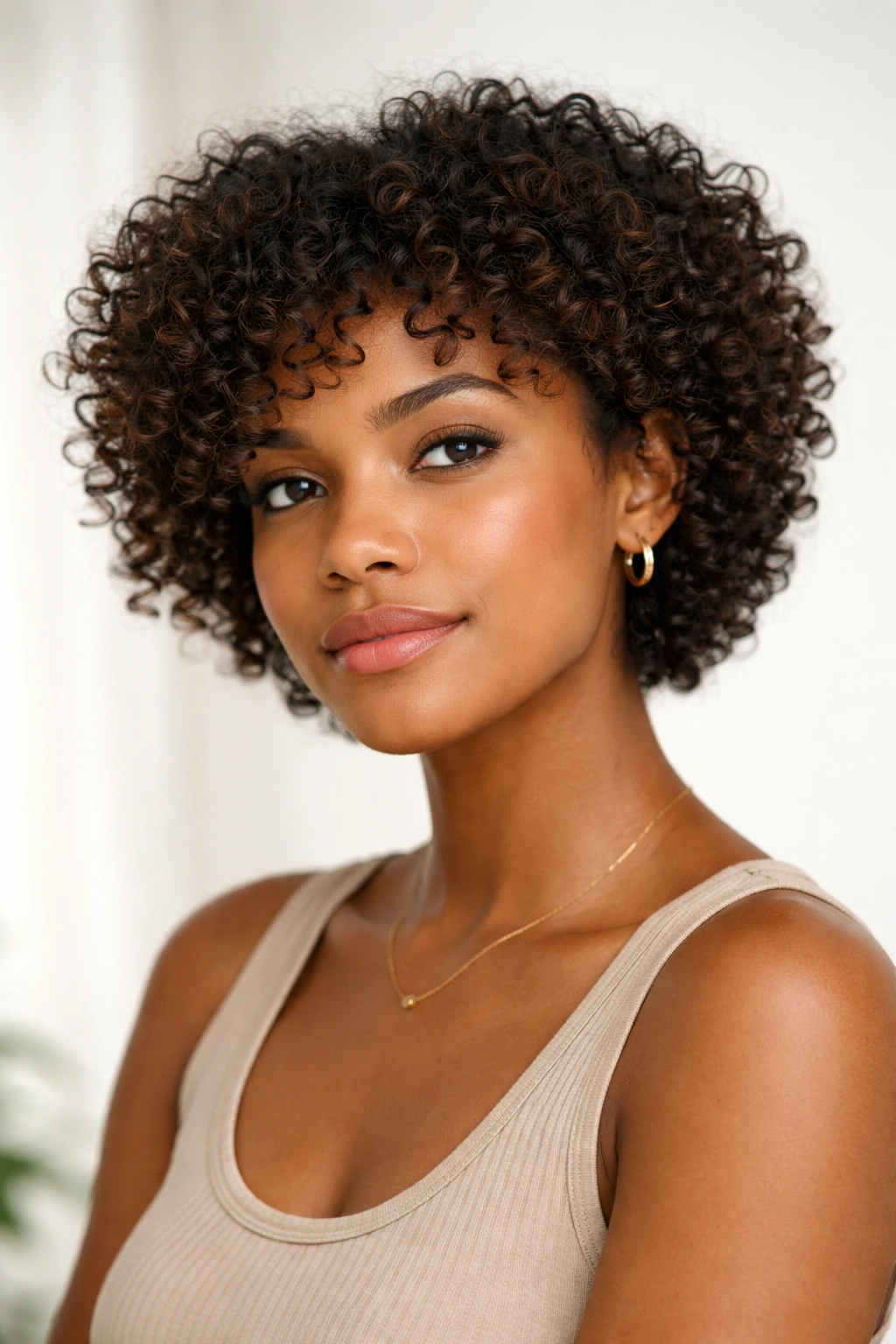 Serene portrait of a person with 3C curls