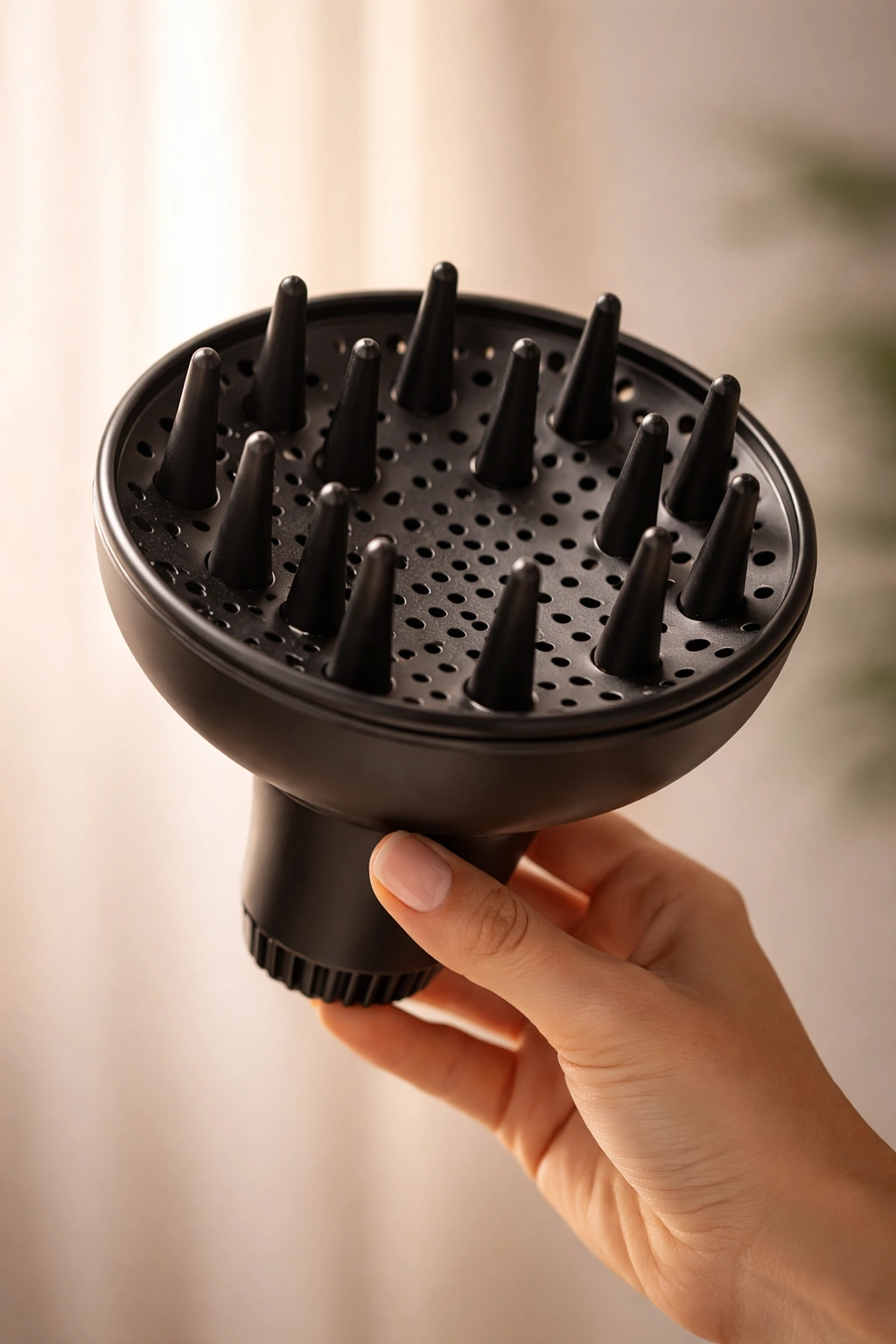 Hand holding diffuser with soft warm backlight